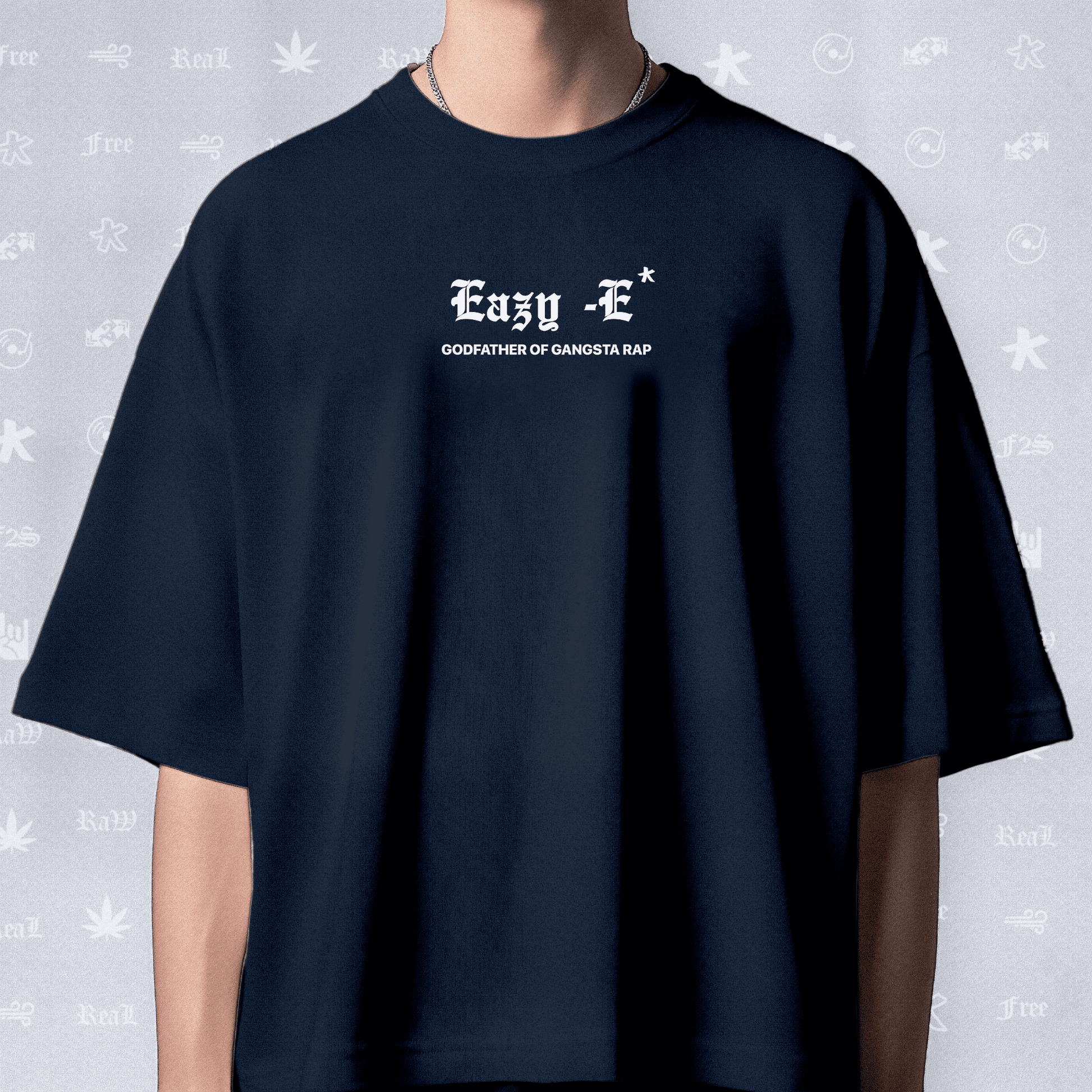 Eazy-E Godfather of Gangsta Rap Unisex Navy Blue Oversized T-Shirt.
