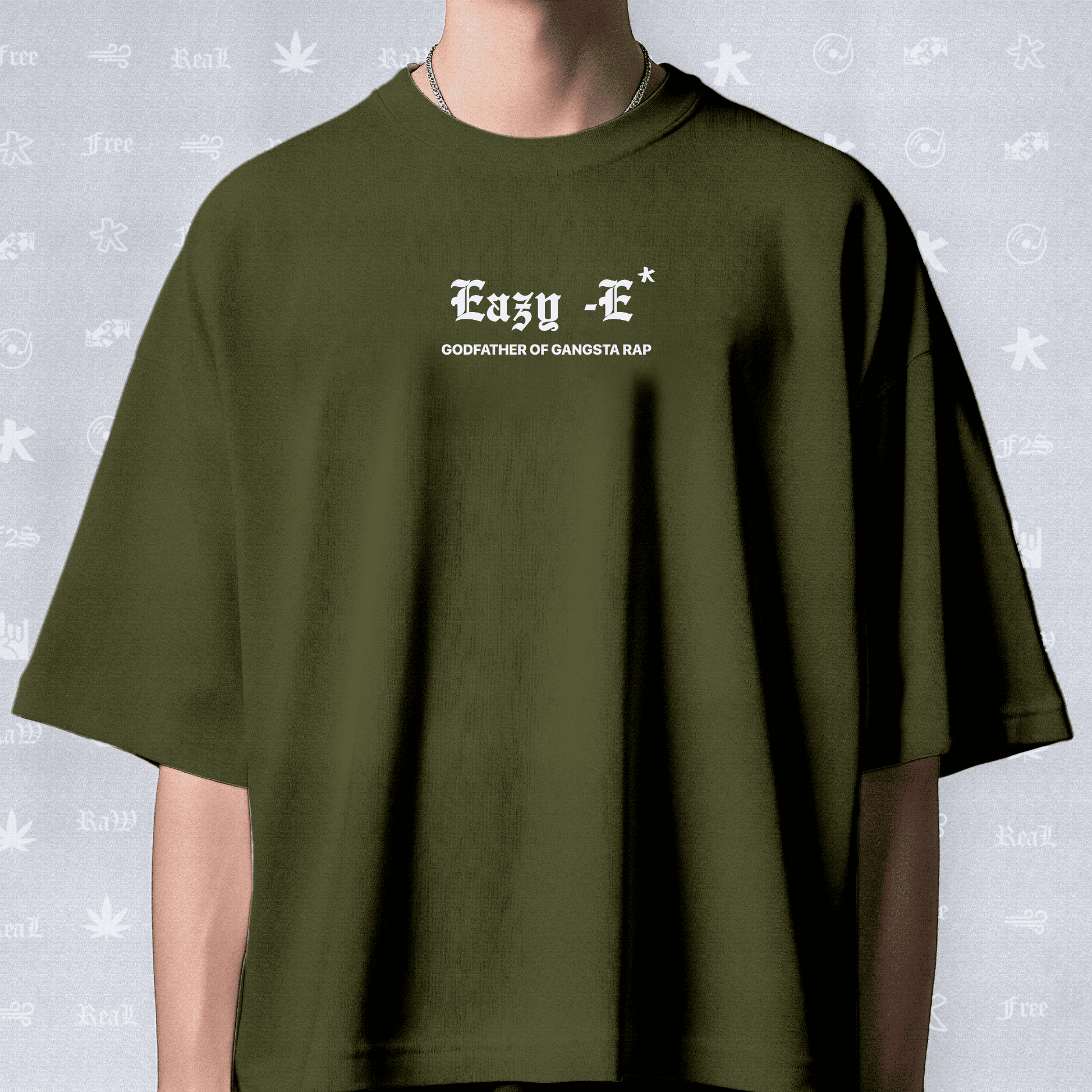 Eazy-E Godfather of Gangsta Rap Unisex Olive Green Oversized T-Shirt.