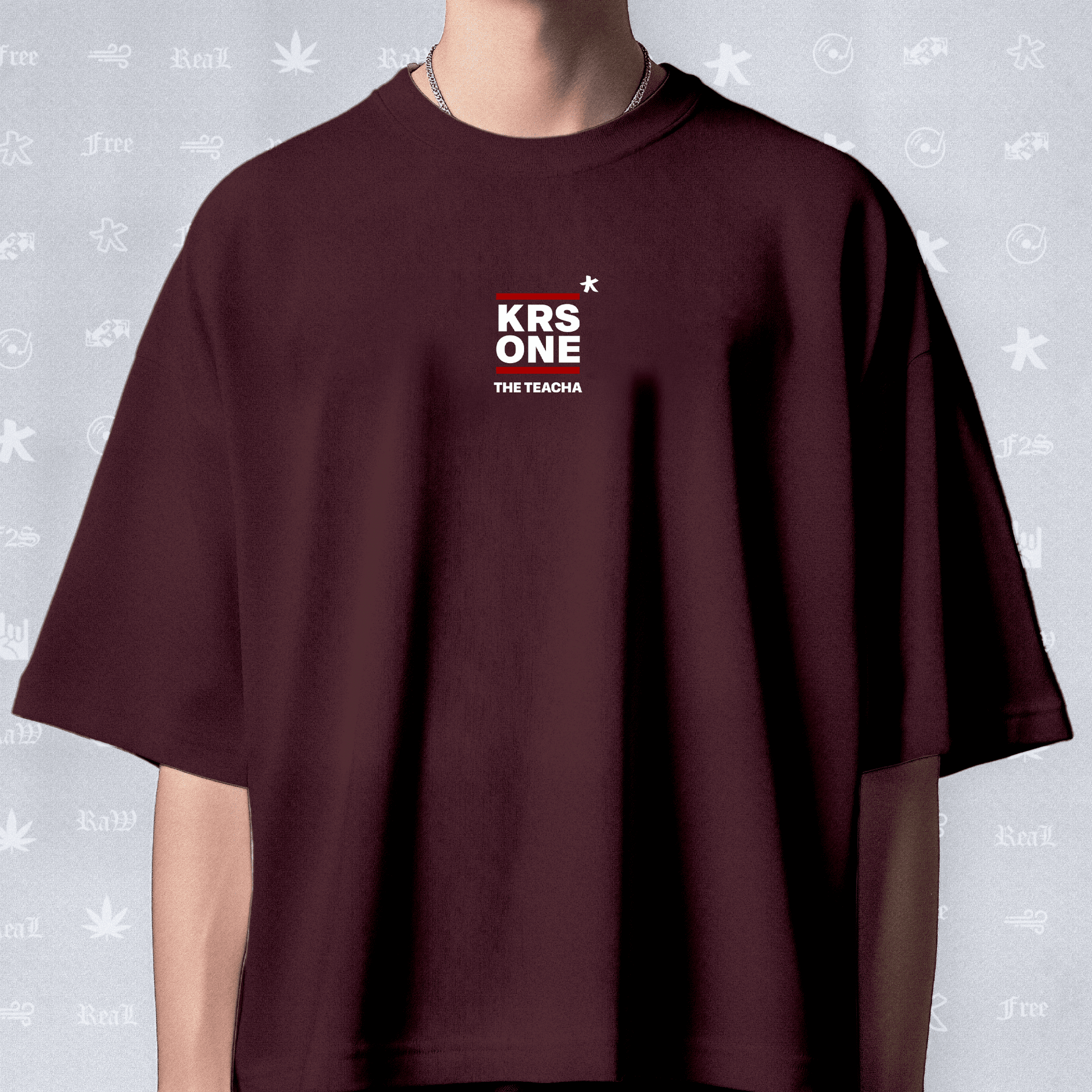 KRS ONE The Teacha Unisex Maroon Oversized T-Shirt.
