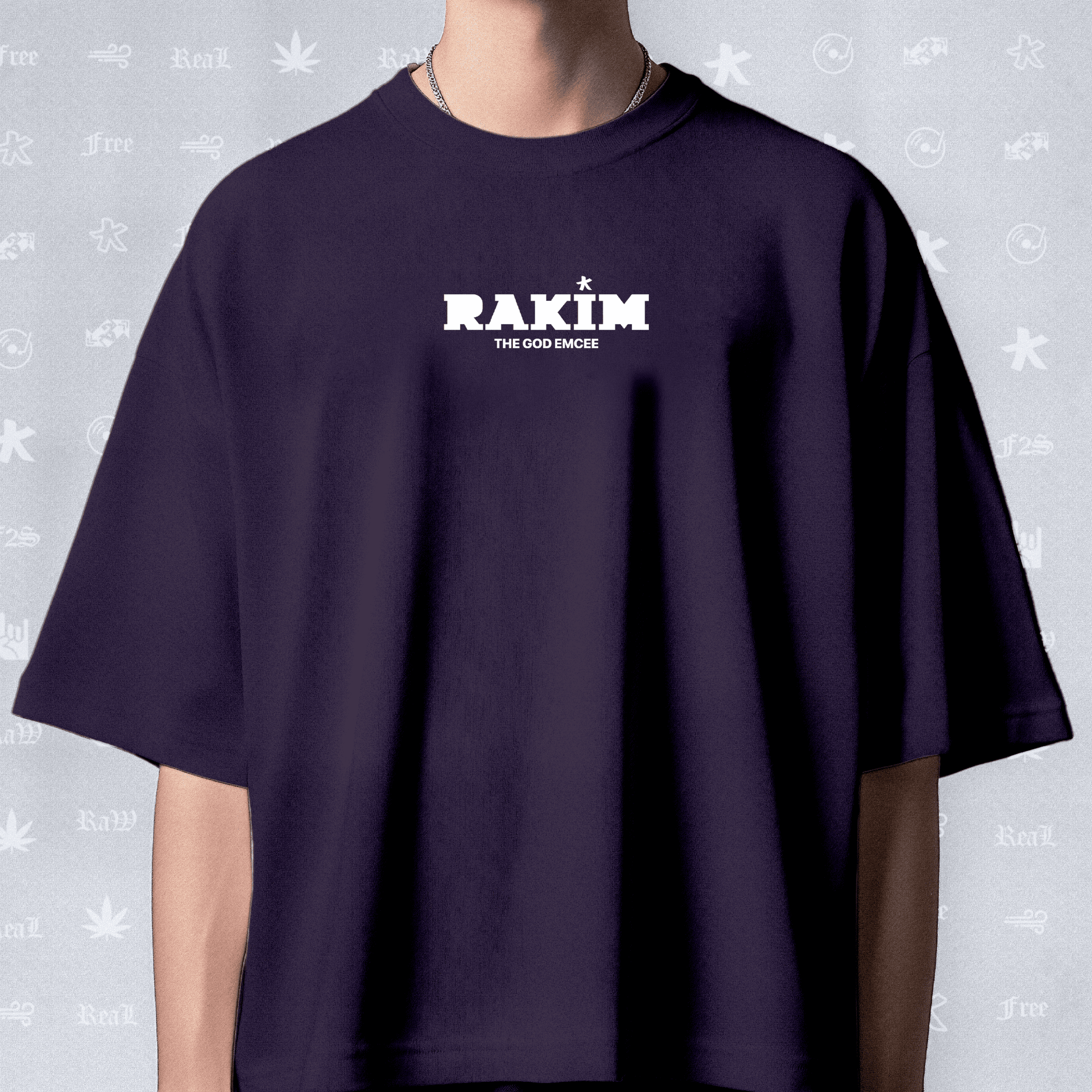 Rakim The God Emcee Unisex Purple Oversized T-Shirt.