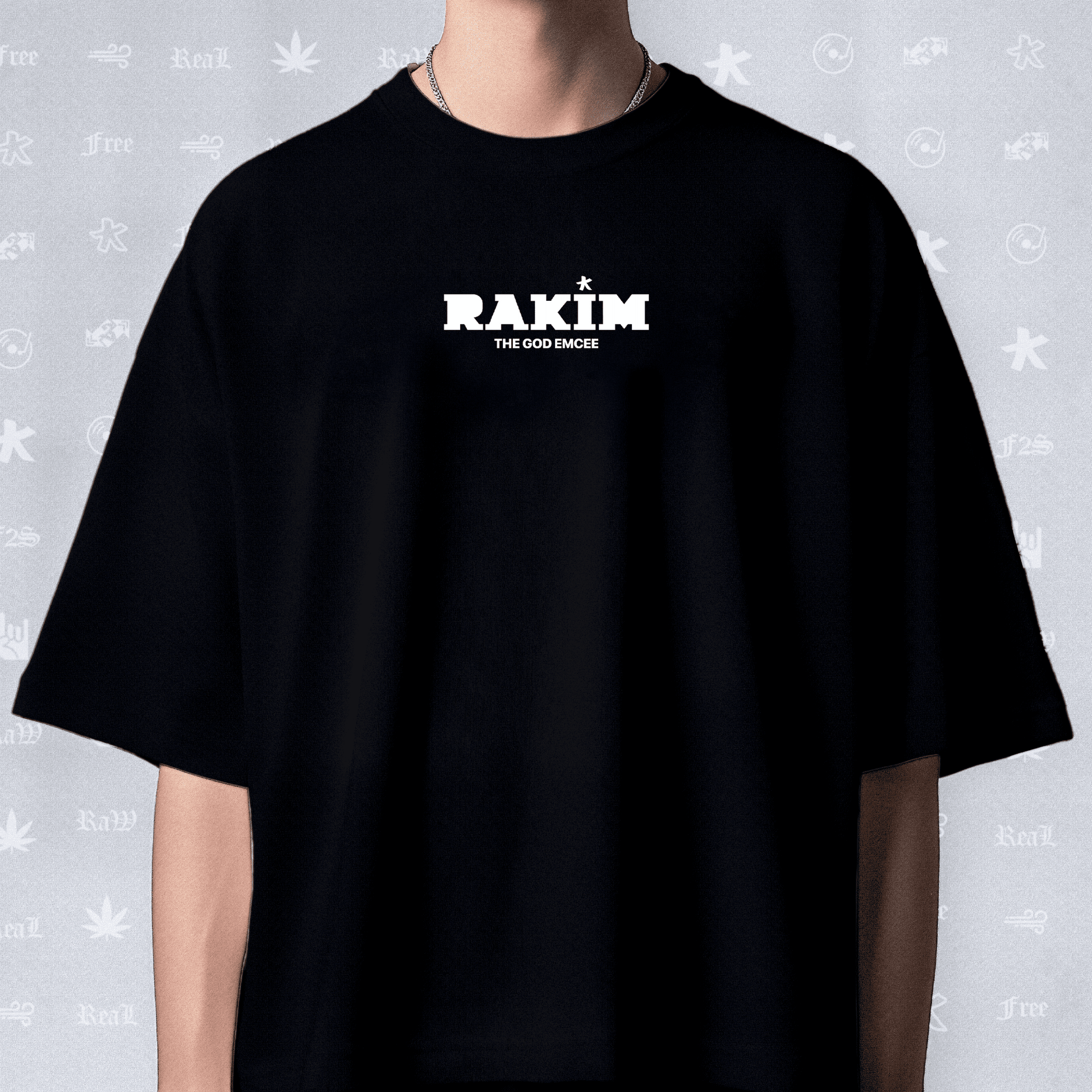 Rakim The God Emcee Unisex Black Oversized T-Shirt.