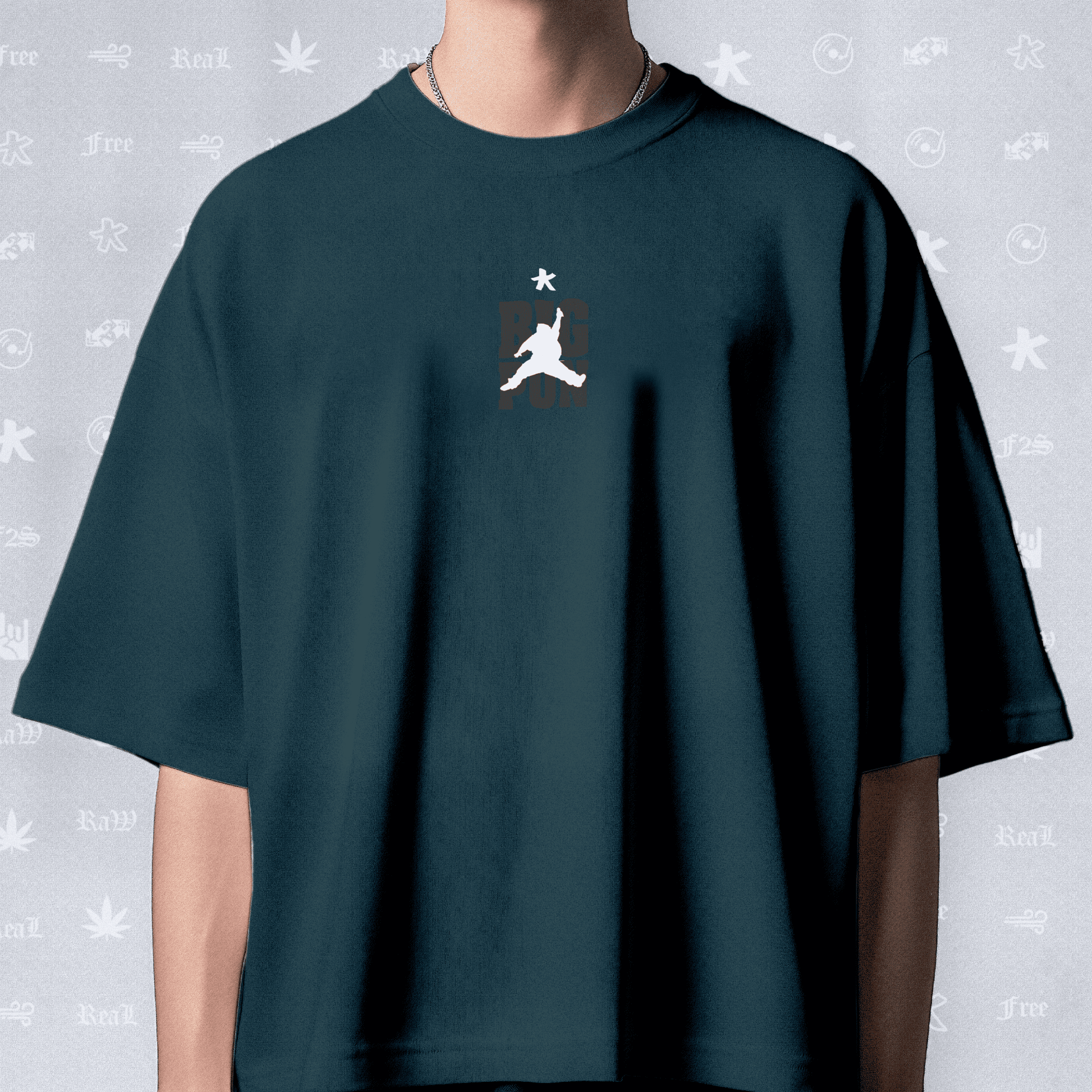 Big Pun Heavyweight Unisex Petrol Blue Oversized T-Shirt.