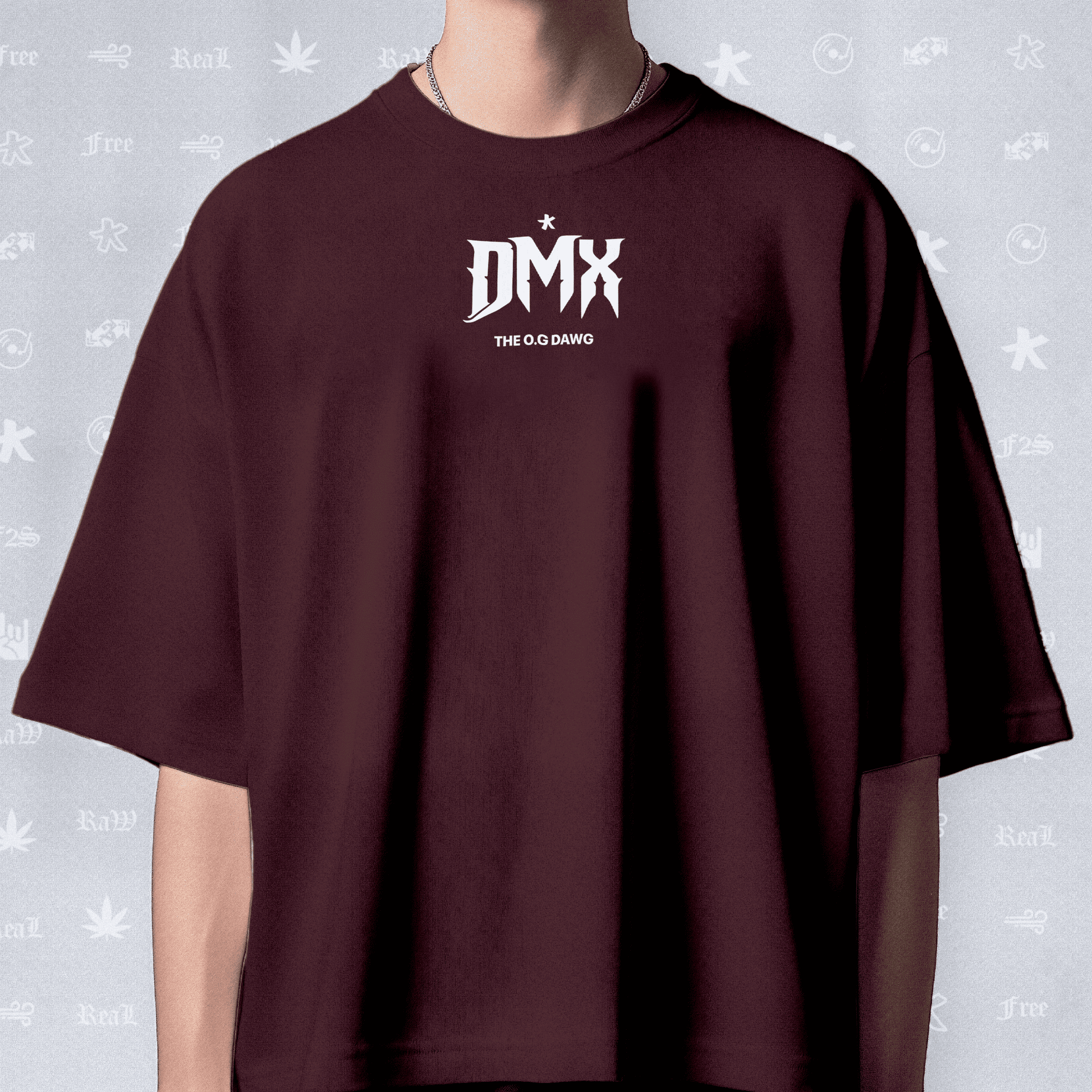 DMX The O.G. Dawg Unisex Maroon Oversized T-Shirt.