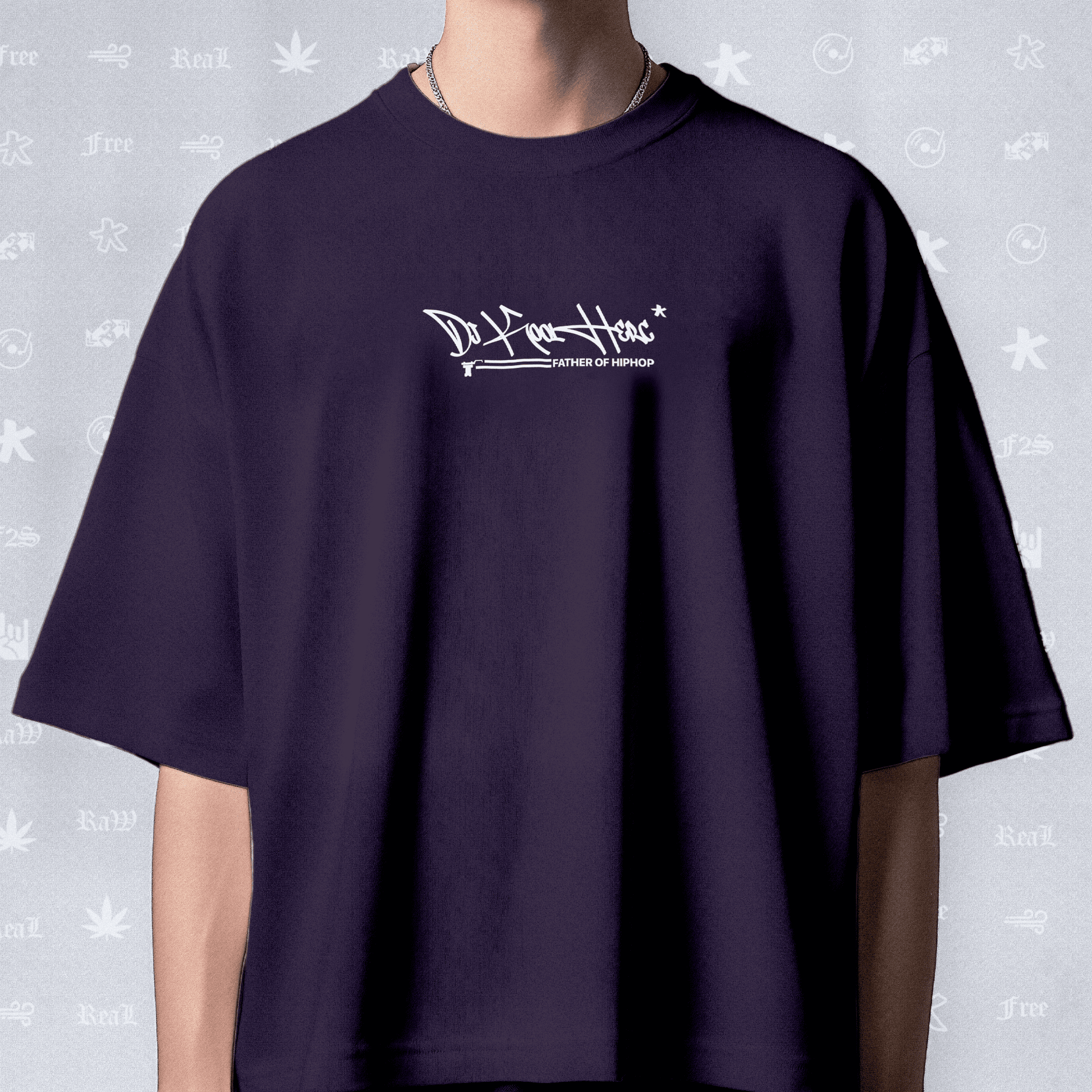 DJ Kool Herc Origins Unisex Purple Oversized T-Shirt.