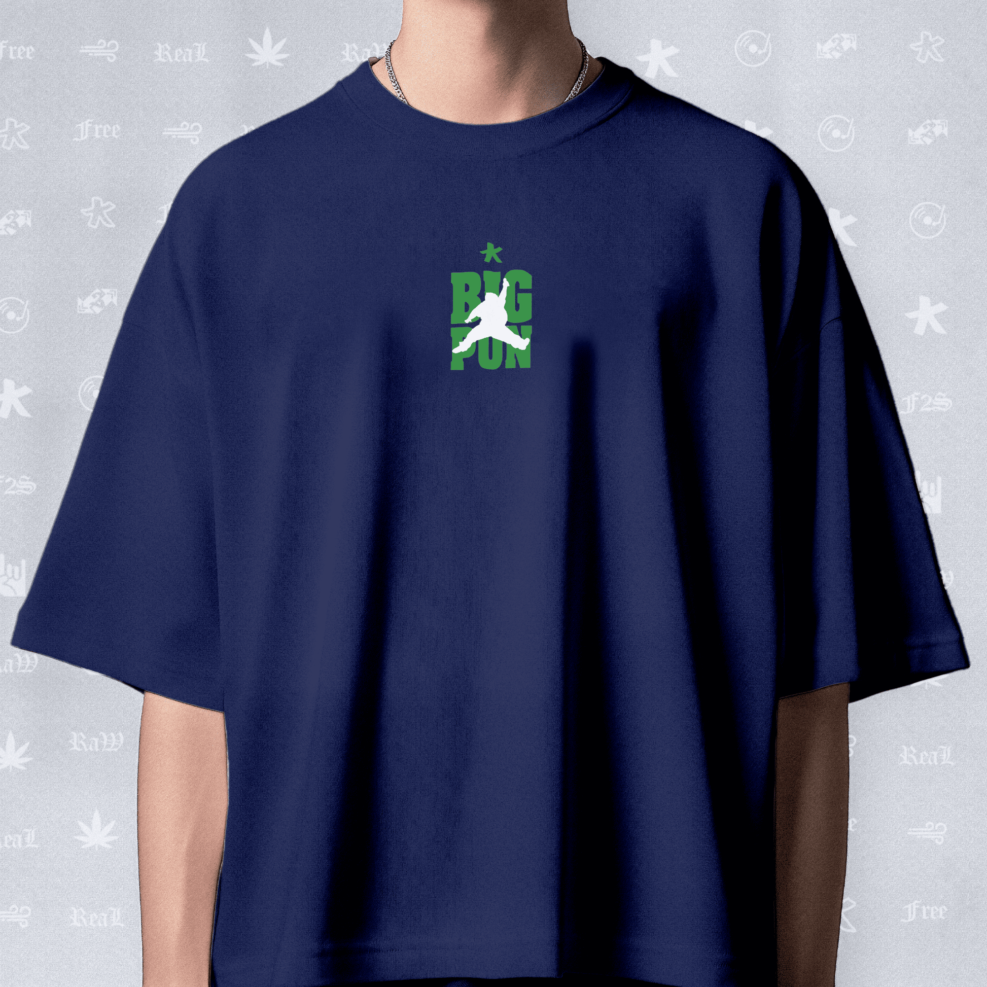 Big Pun Heavyweight Unisex Royal Blue Oversized T-Shirt.