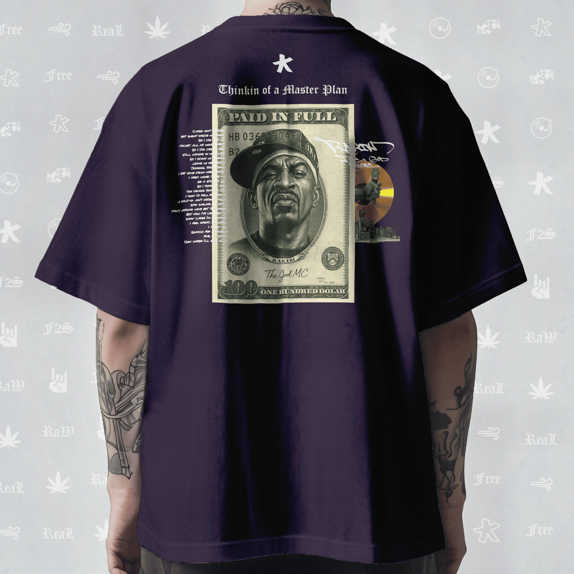 Rakim The God Emcee Unisex Purple Oversized T-Shirt.