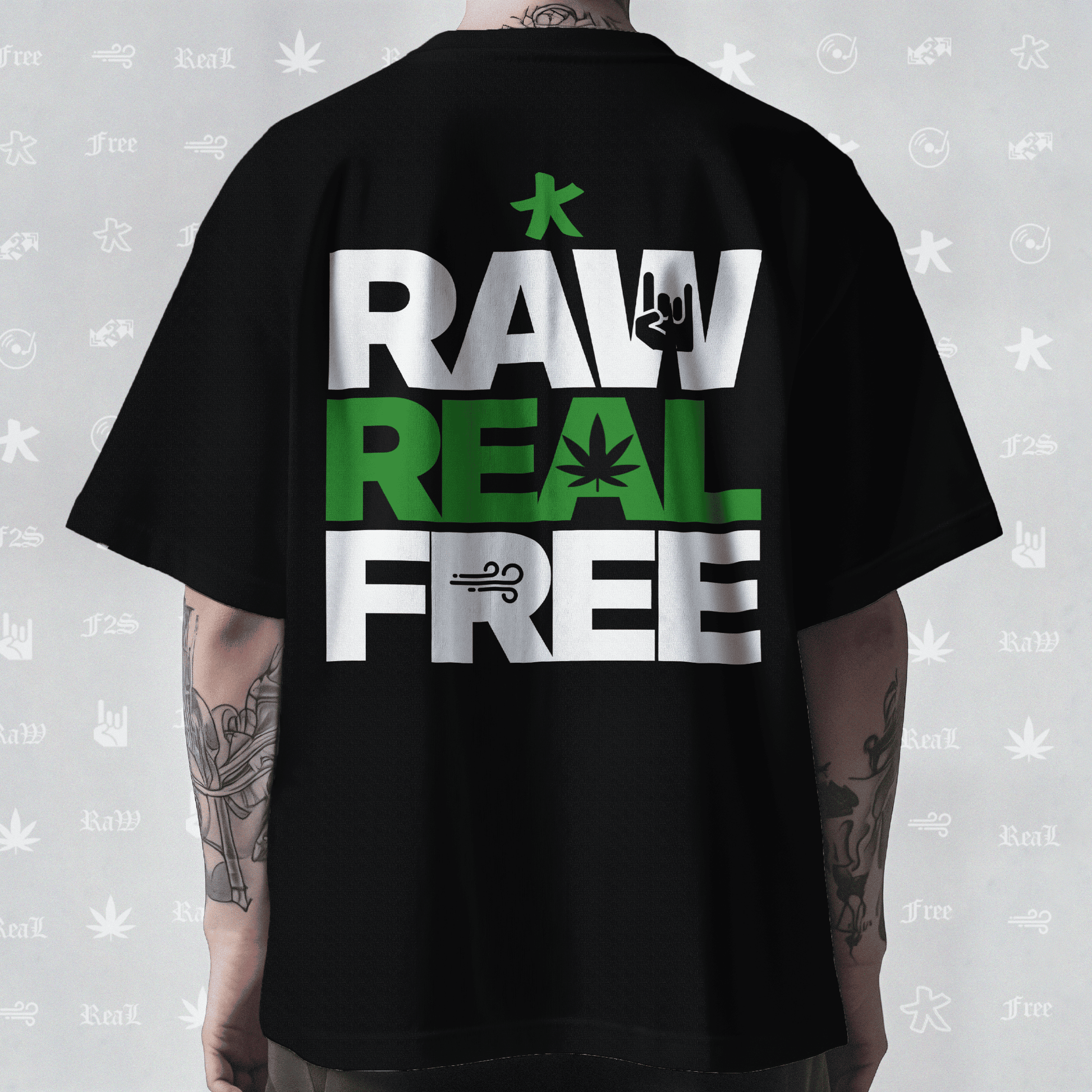 F2S Original RRF Black Unisex Oversized T-Shirt.
