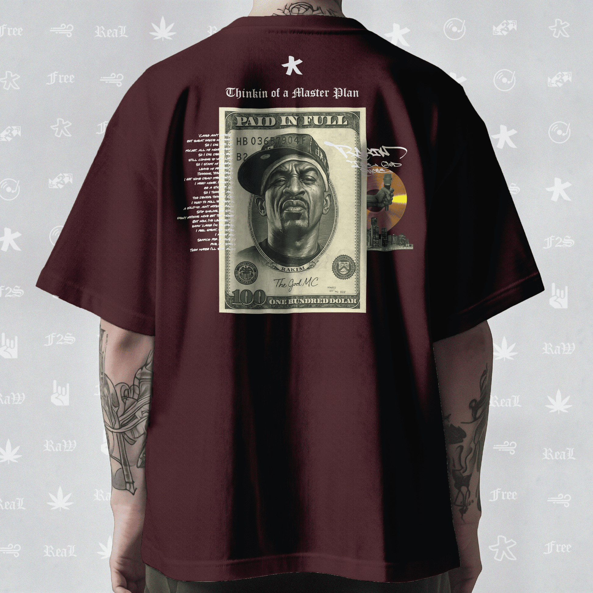 Rakim The God Emcee Unisex Maroon Oversized T-Shirt
