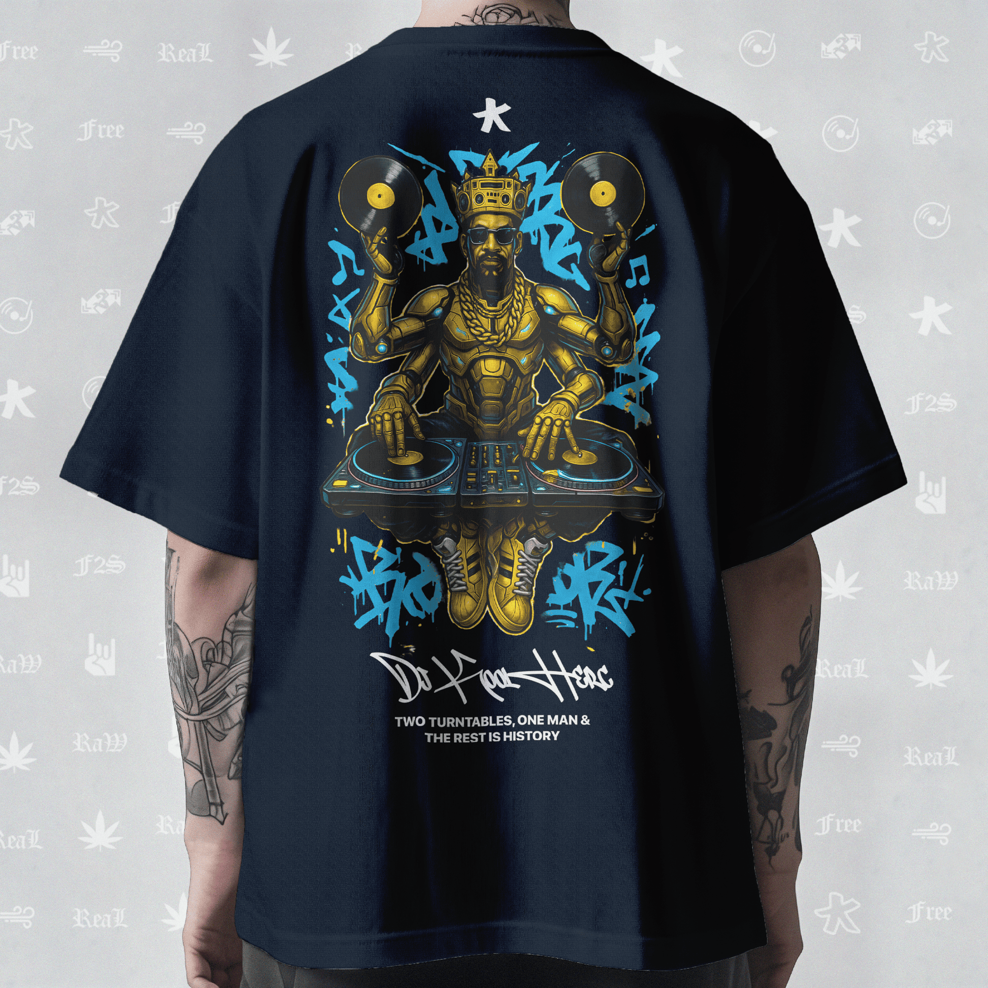 DJ Kool Herc Origins Unisex Navy Blue Oversized T-Shirt.