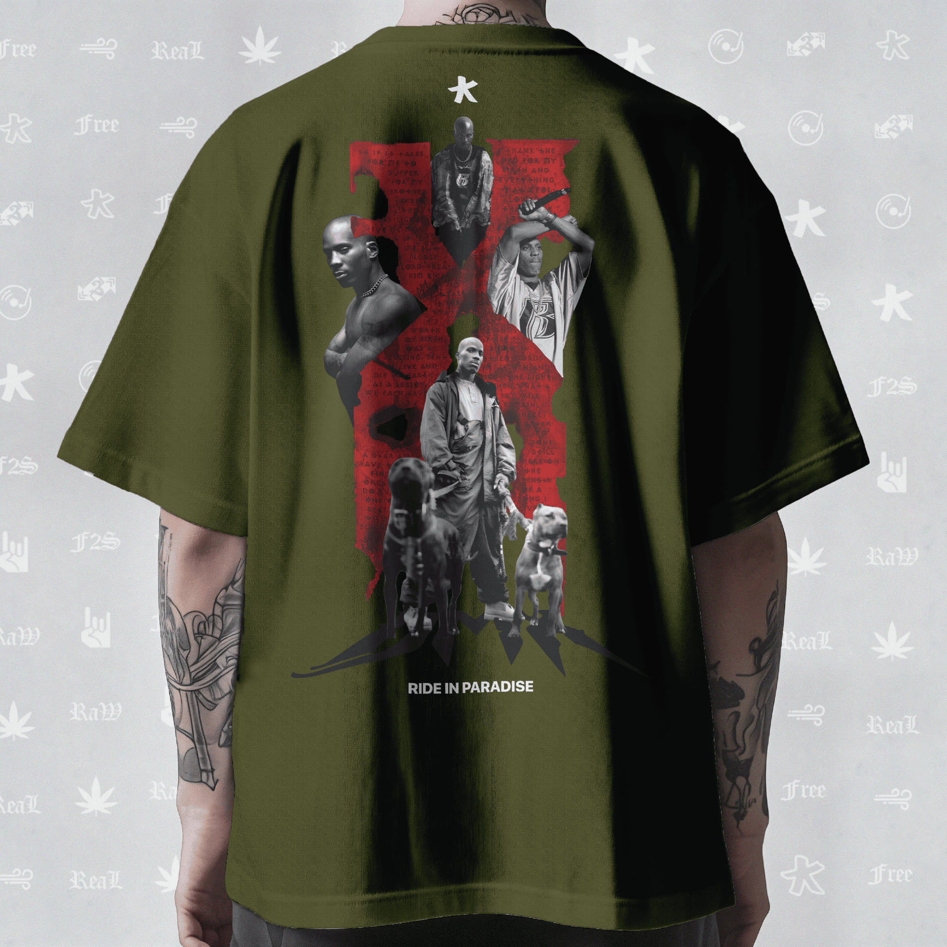 DMX The O.G. Dawg Unisex Olive Green Oversized T-Shirt.