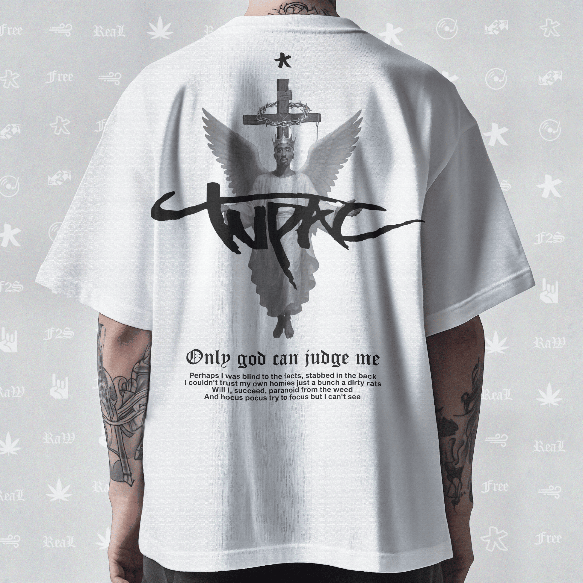 Tupac The Messiah Unisex White Oversized Oversized T-Shirt.