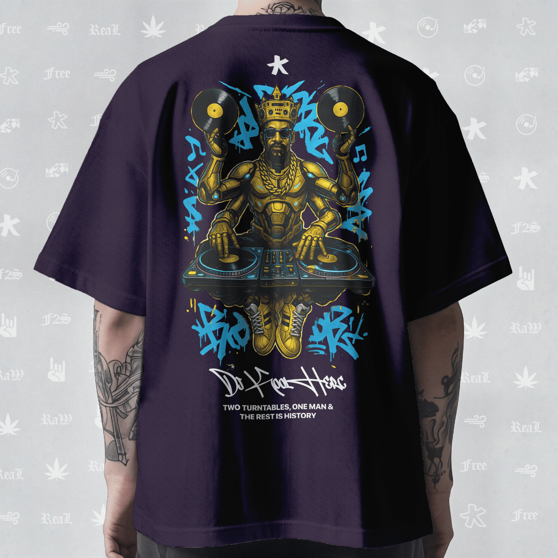 DJ Kool Herc Origins Unisex Purple Oversized T-Shirt.