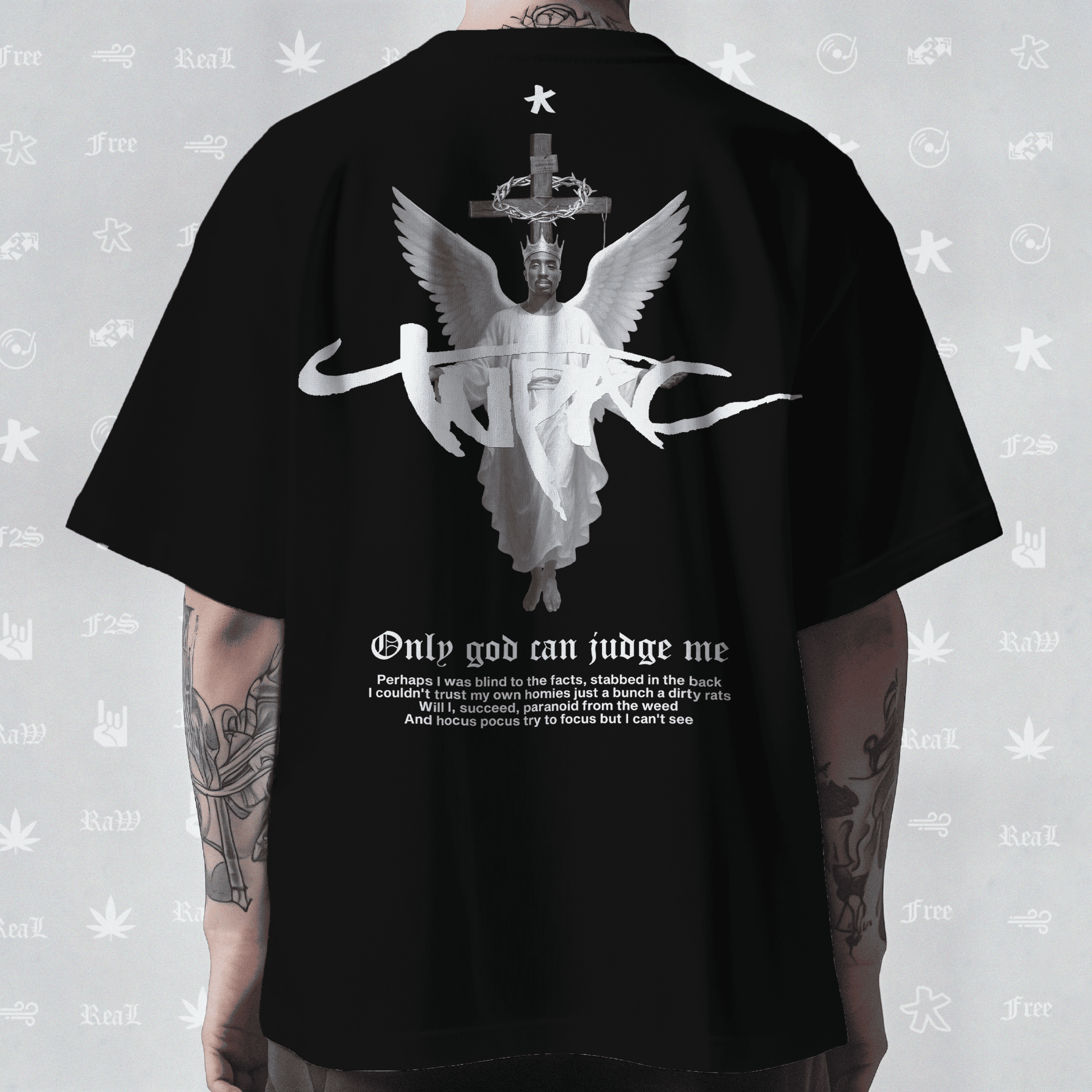 Tupac The Messiah Unisex Black Oversized Oversized T-Shirt.