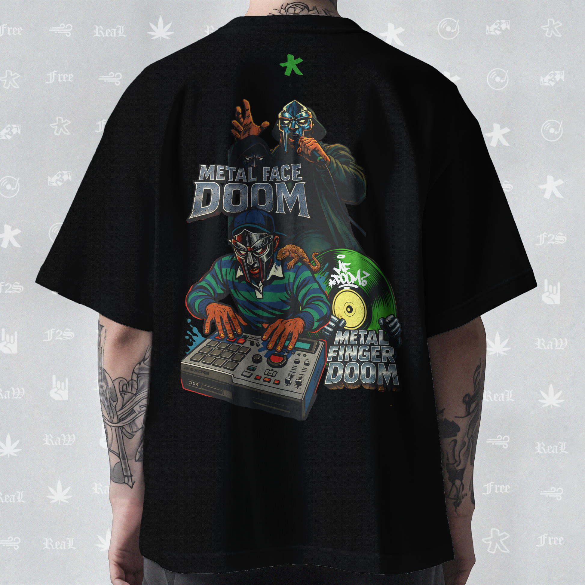 MF DOOM METAL FACE/FINGER Unisex Black Tee