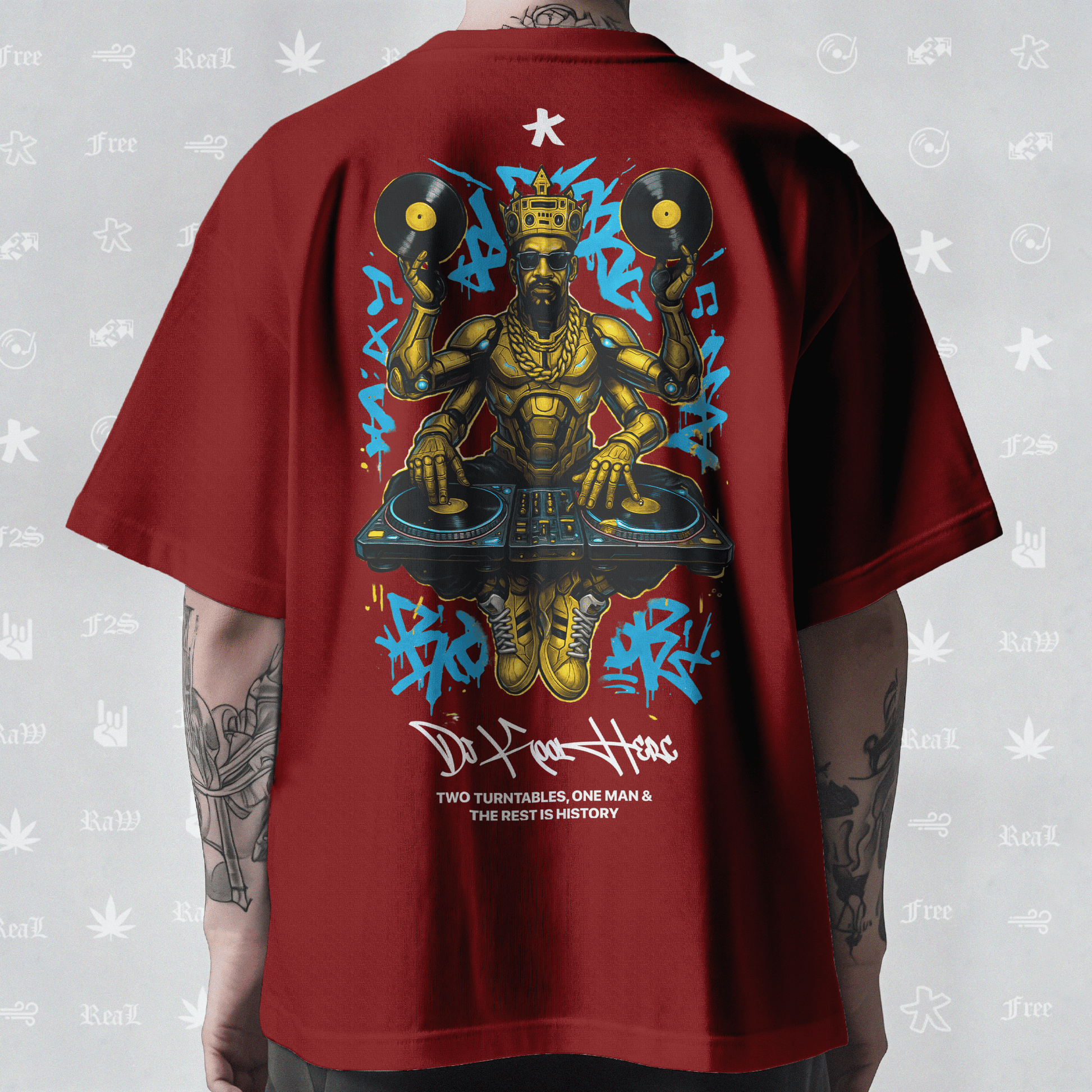 DJ Kool Herc Origins Unisex Red Oversized T-Shirt.