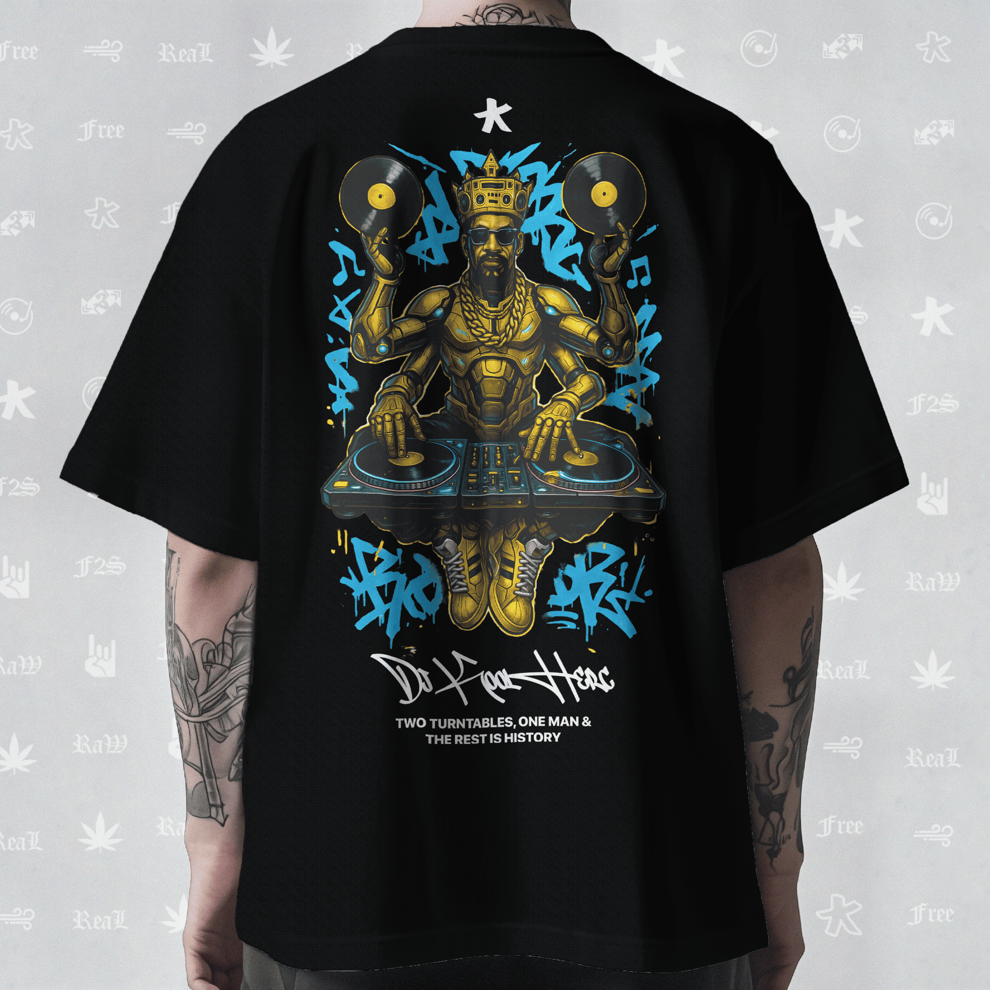 DJ Kool Herc Origins Unisex Black Oversized T-Shirt.