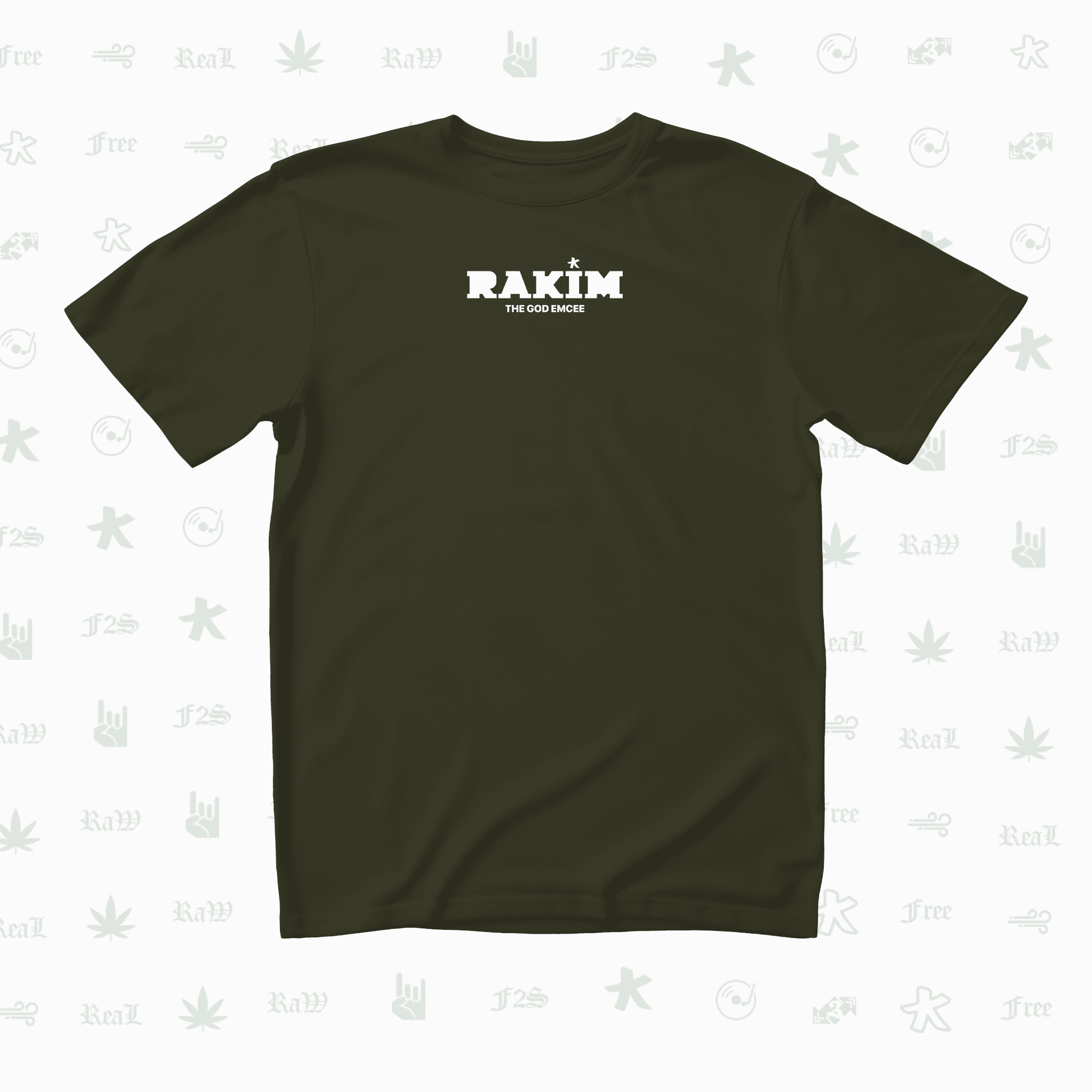 Rakim The God Emcee Unisex Olive Green Oversized T-Shirt.
