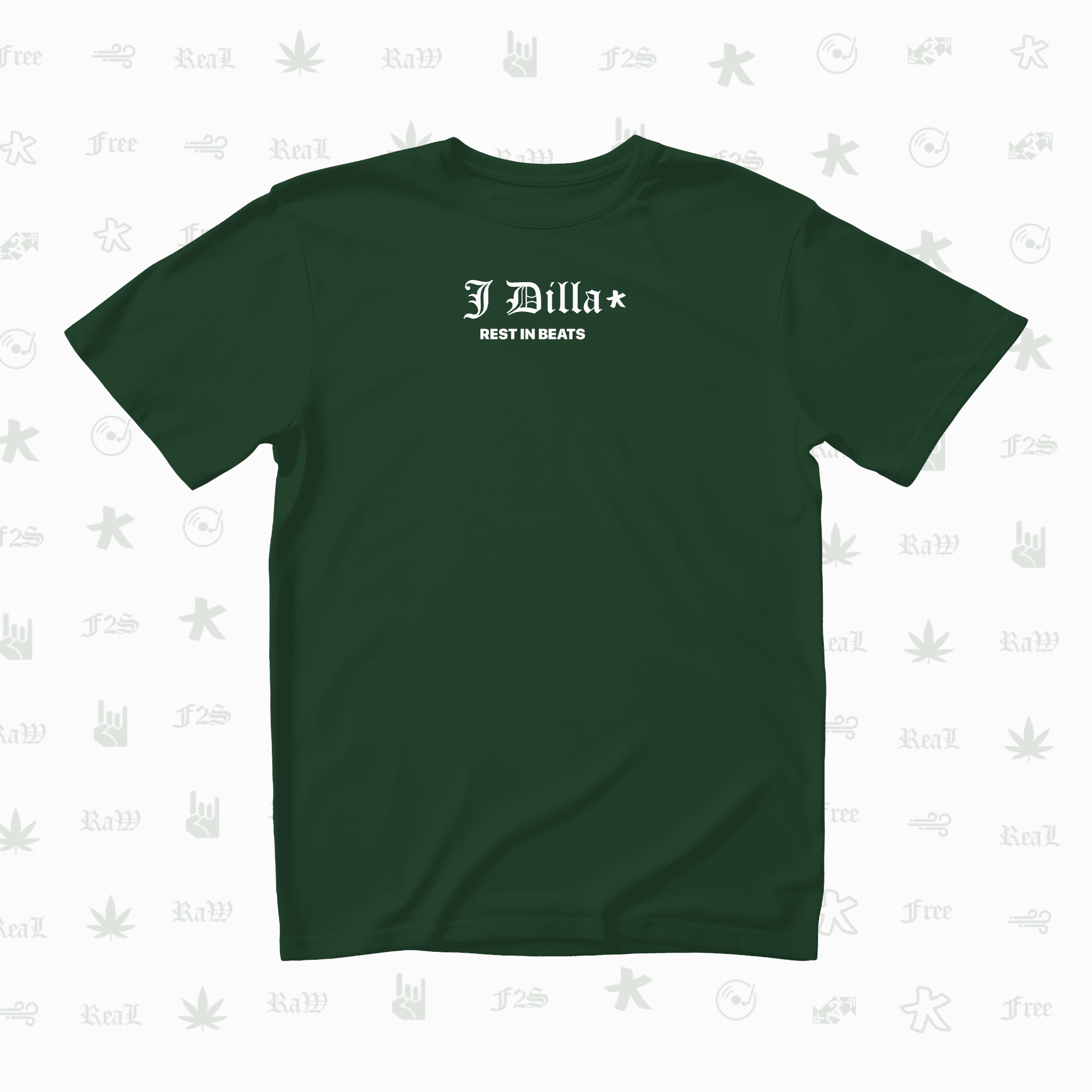 J Dilla Rest In Beats Unisex Bottle Green Oversized T-Shirt.