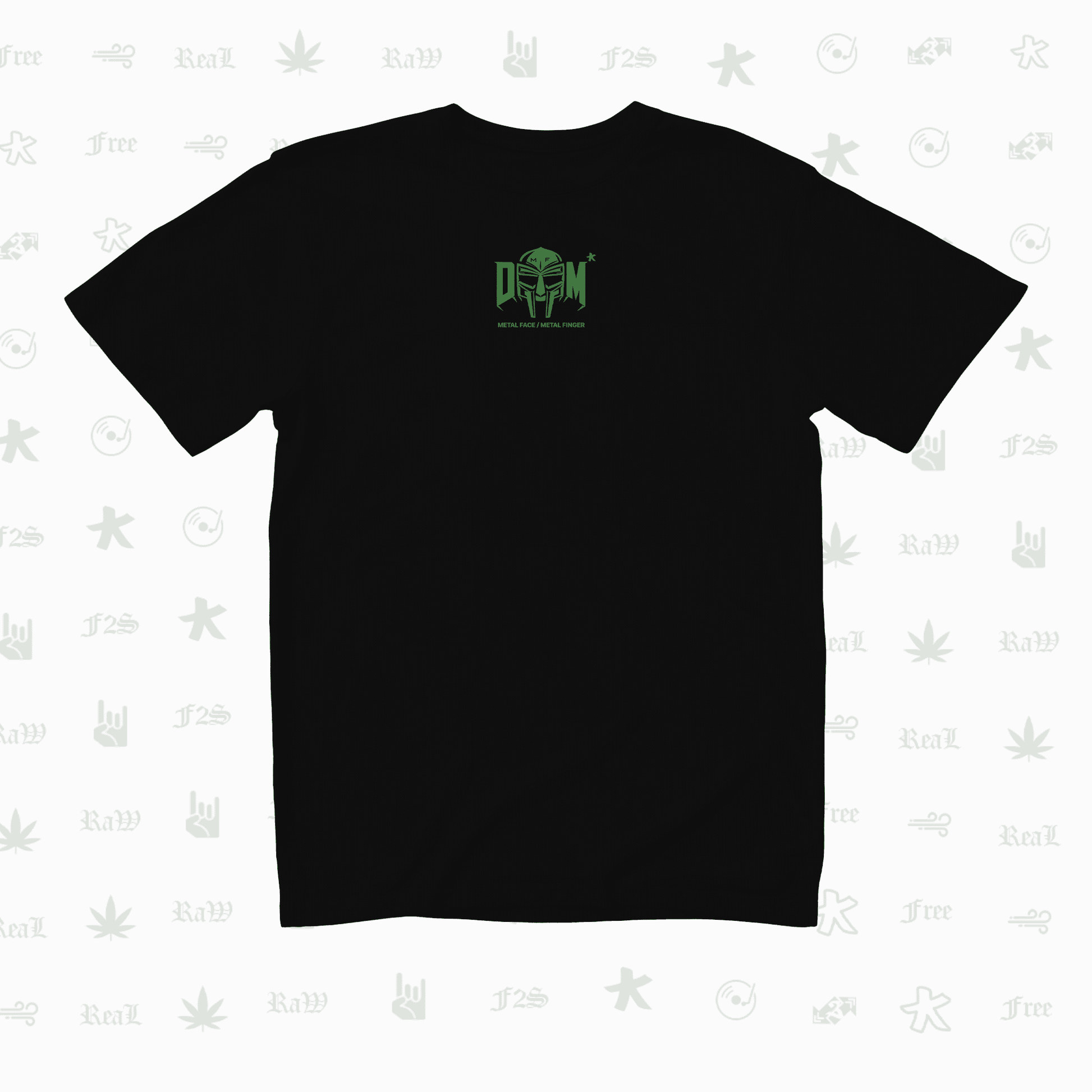 MF DOOM METAL FACE/FINGER Unisex Black Oversized T-Shirt.