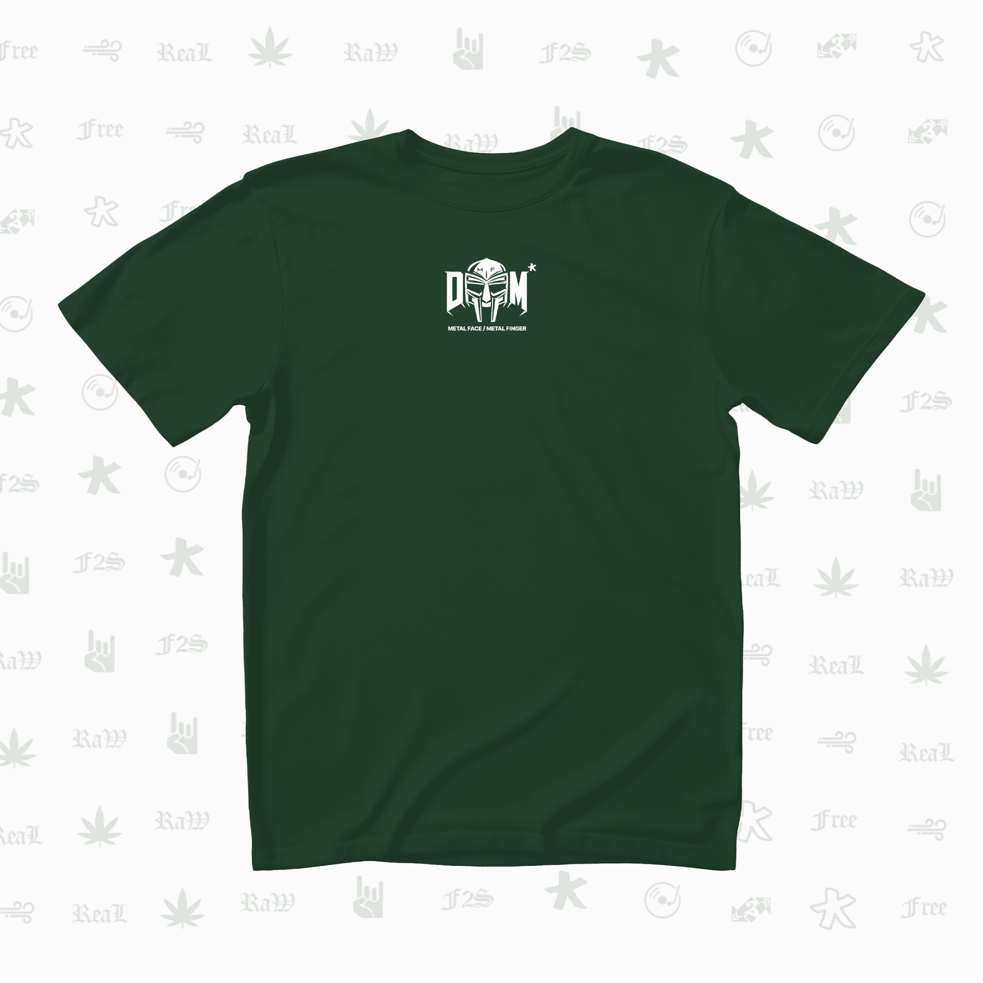 MF DOOM METAL FACE/FINGER Unisex Bottle Green Oversized T-Shirt.