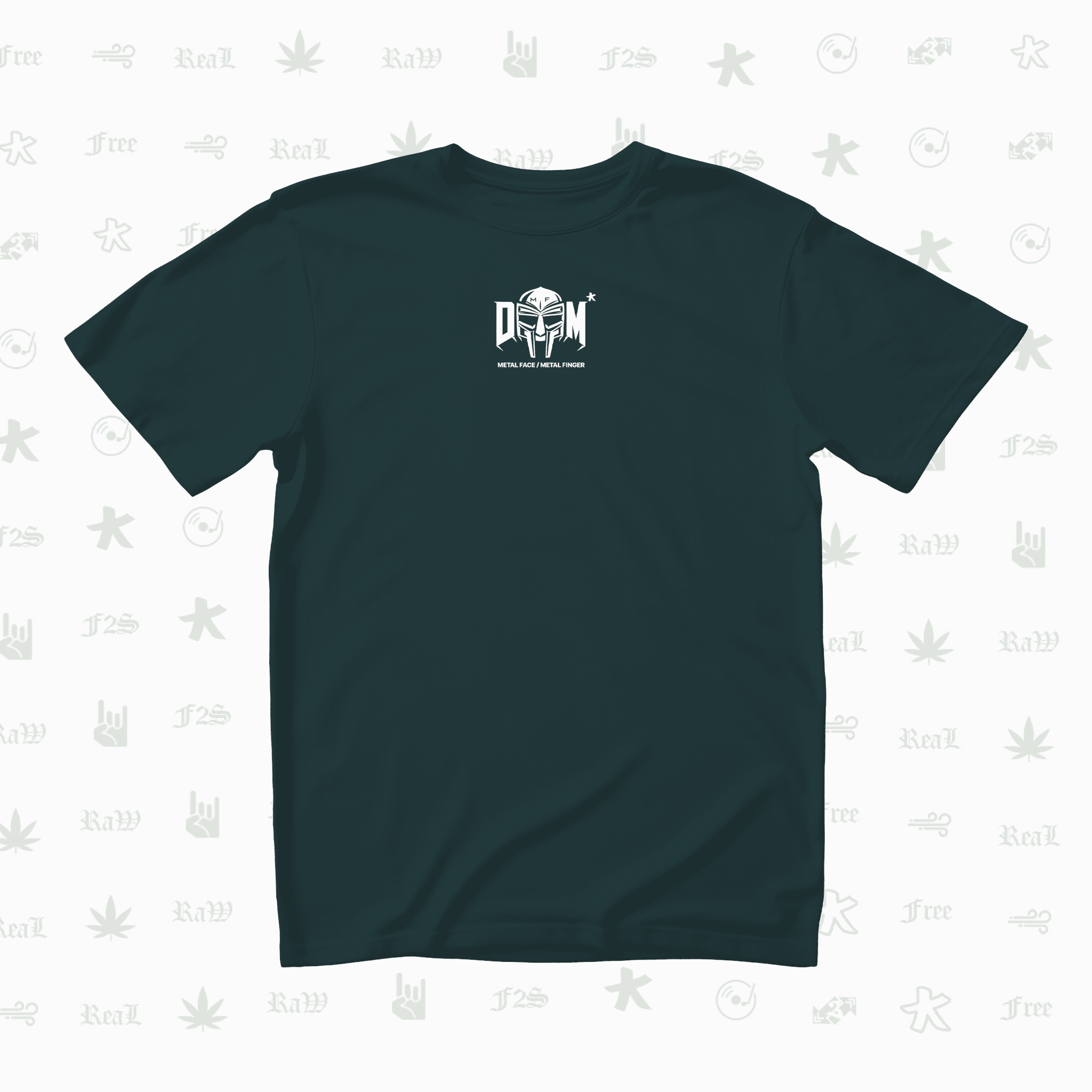 MF DOOM METAL FACE/FINGER Unisex Petrol Blue Oversized T-Shirt.