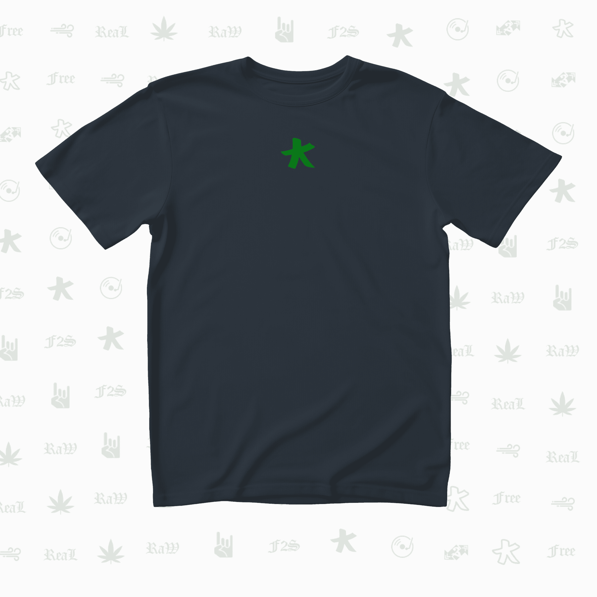 F2S Original Double Green Logo Navy Blue Unisex Oversized T-Shirt.