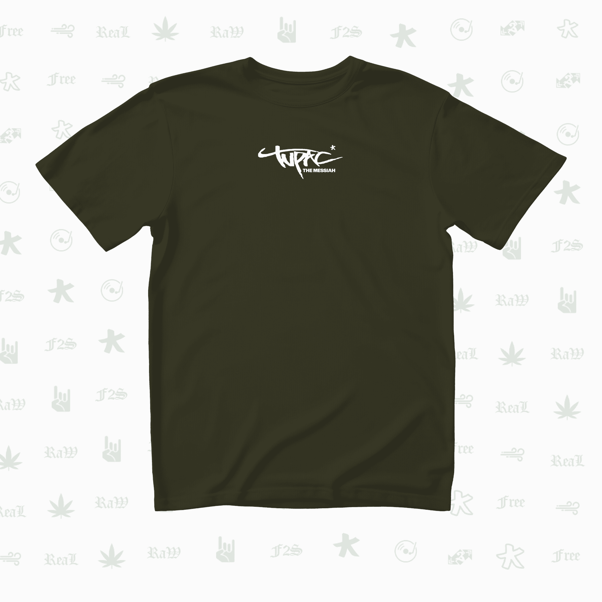 Tupac The Messiah Unisex Olive Green Oversized Oversized T-Shirt.