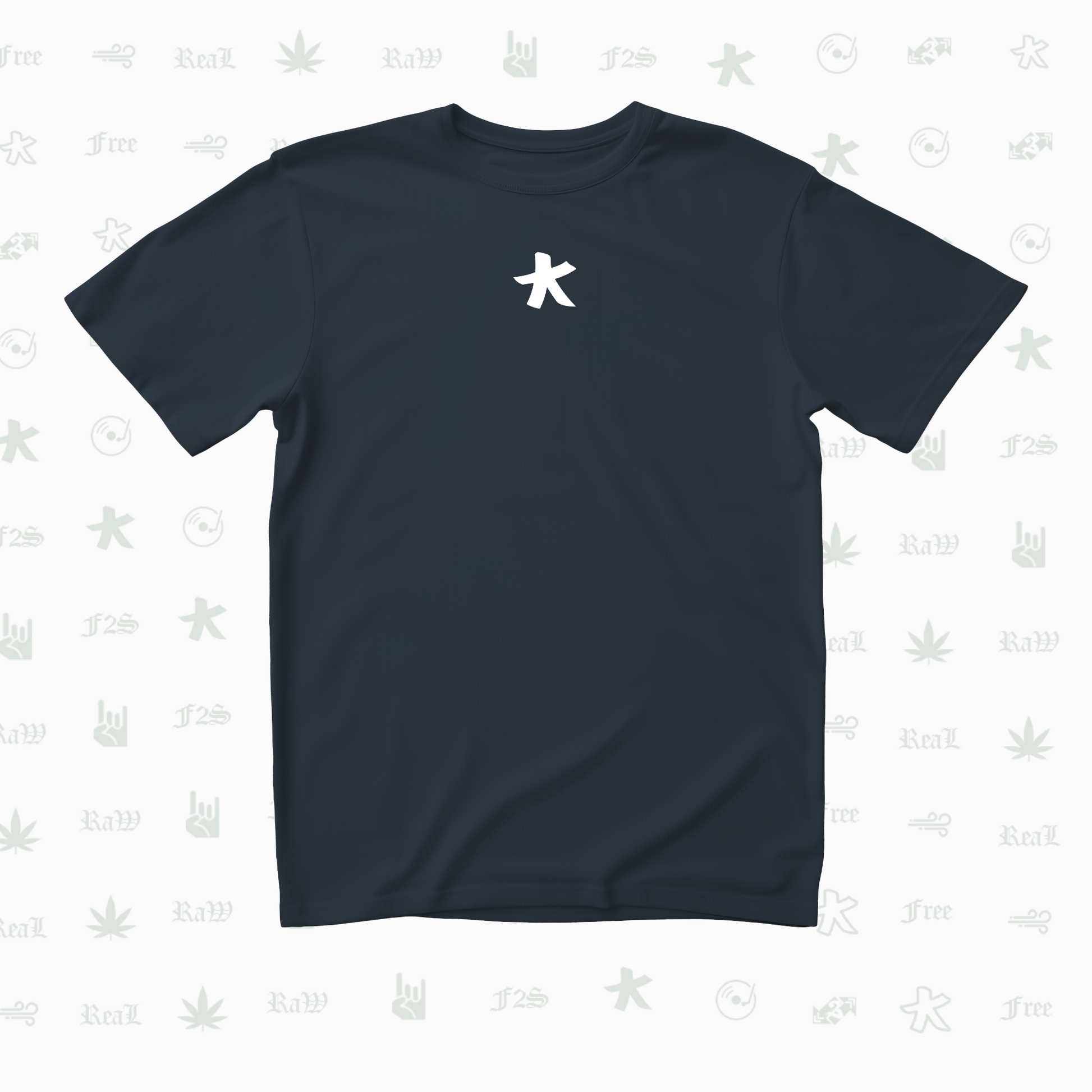 F2S Original Double White Logo Navy Blue Tee Unisex