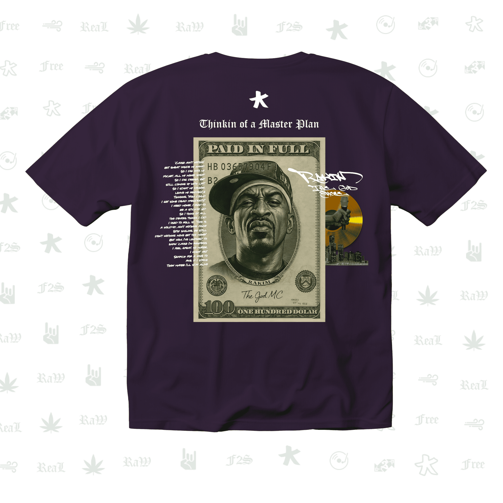 Rakim The God Emcee Unisex Purple Oversized T-Shirt.