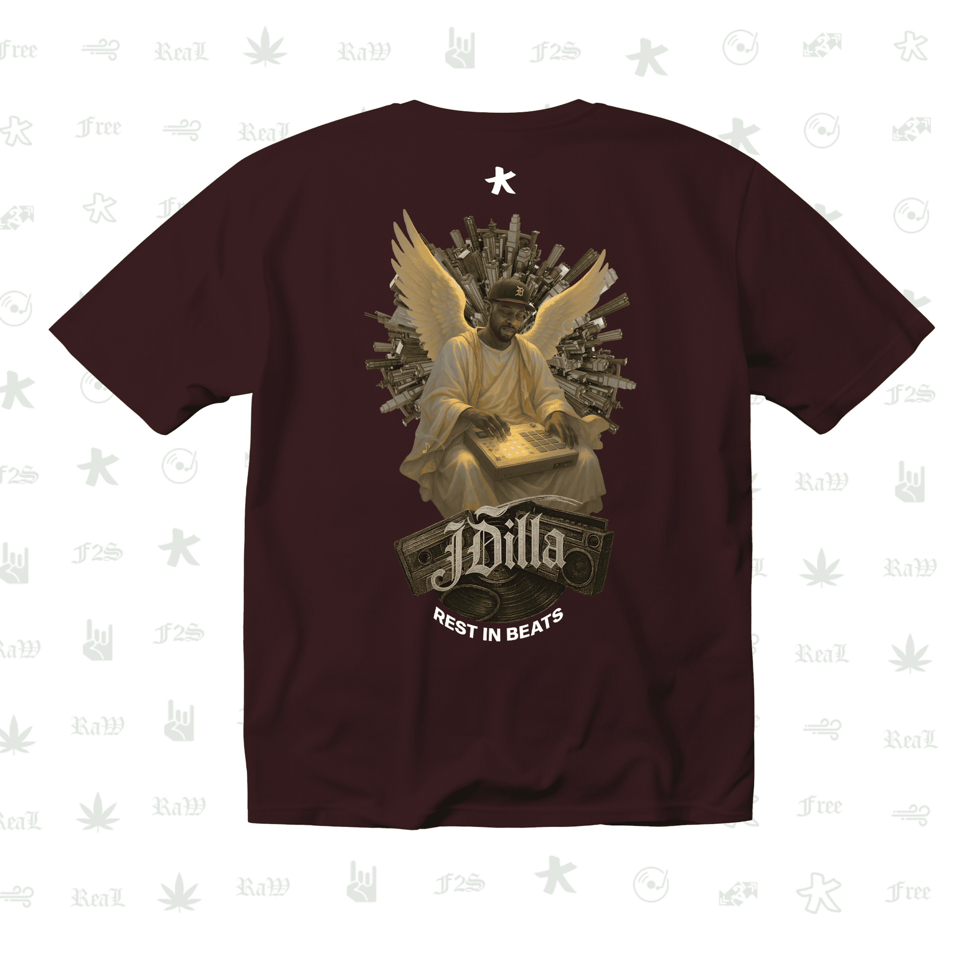J Dilla Rest In Beats Unisex Maroon Oversized T-Shirt.