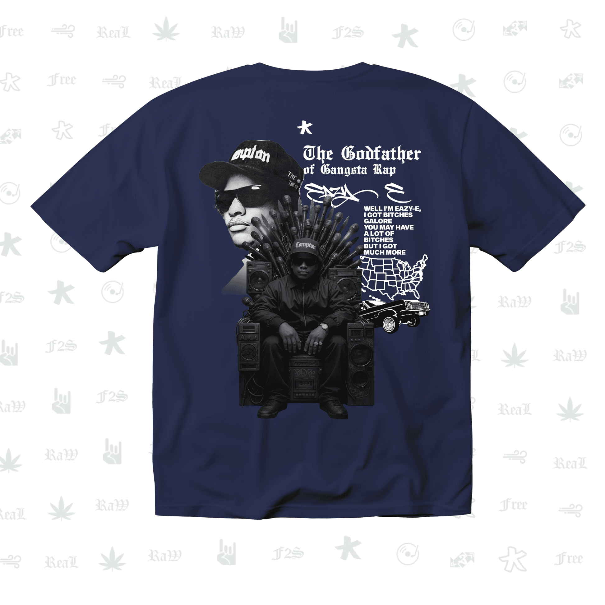 Eazy-E Godfather of Gangsta Rap Unisex Royal Blue Oversized T-Shirt.