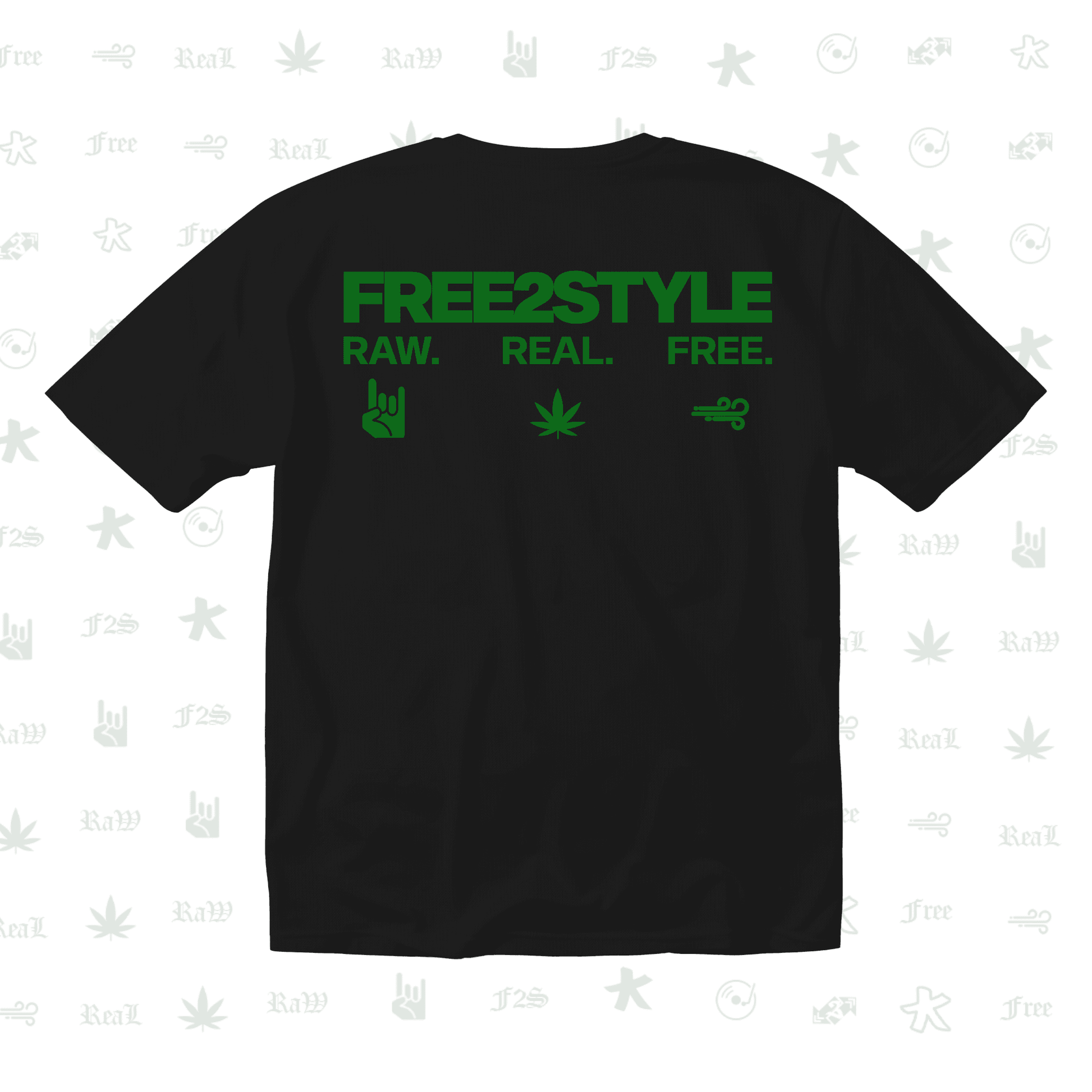 F2S Original Double Green Logo Black Unisex Oversized T-Shirt.
