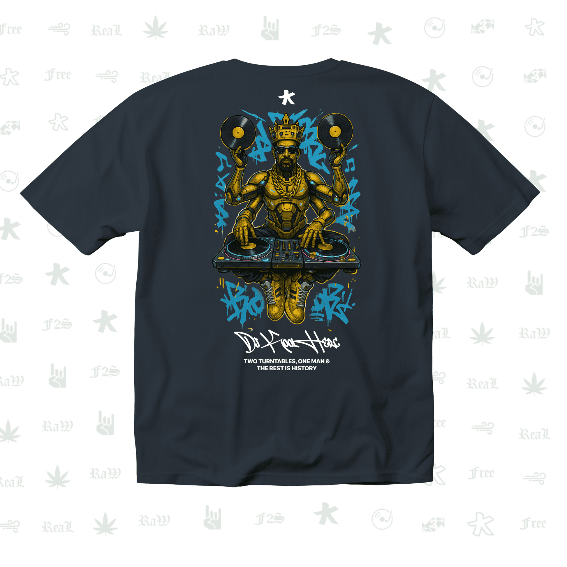 DJ Kool Herc Origins Unisex Navy Blue Oversized T-Shirt.