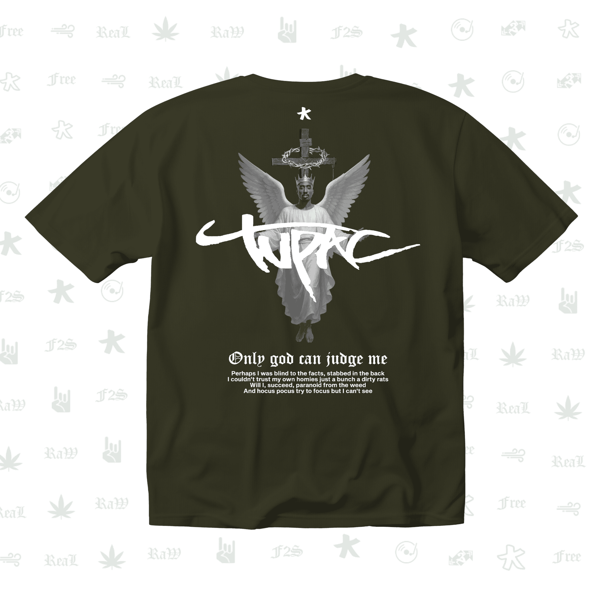 Tupac The Messiah Unisex Olive Green Oversized Oversized T-Shirt.