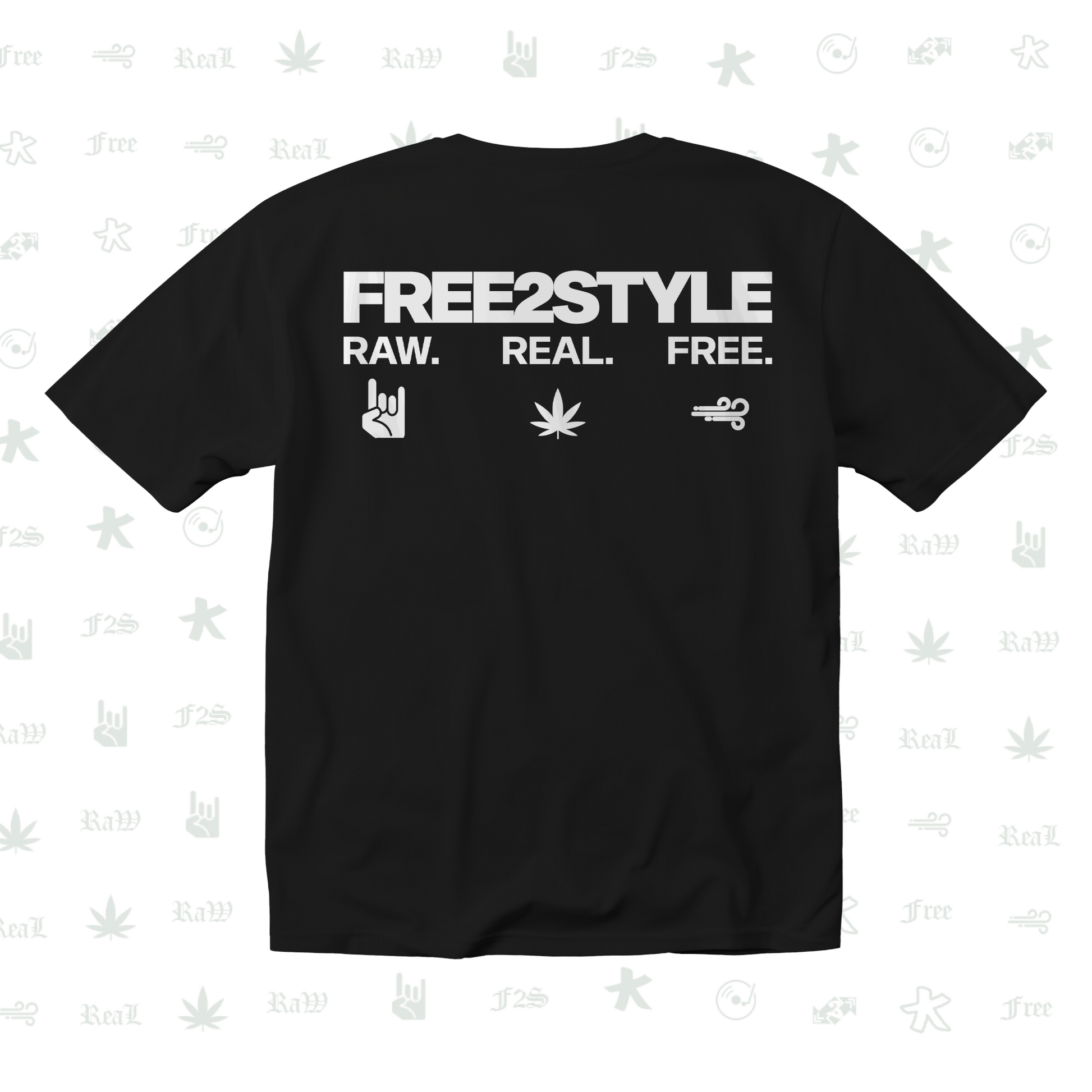 F2S Original Double White Logo Black Tee Unisex