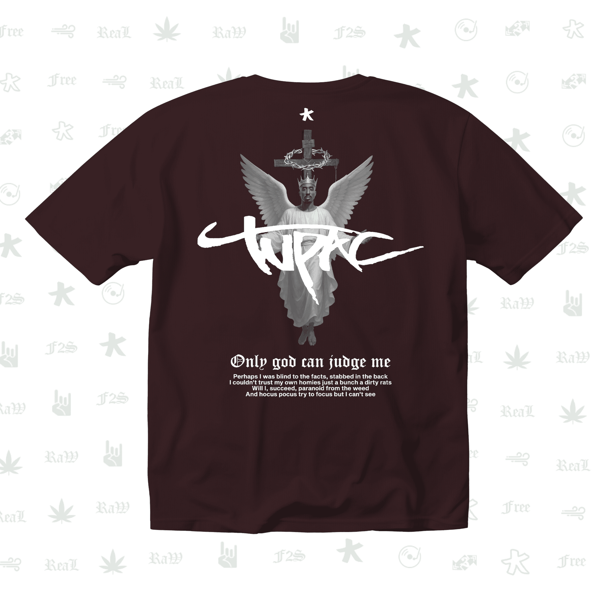 Tupac The Messiah Unisex Maroon Oversized Oversized T-Shirt.