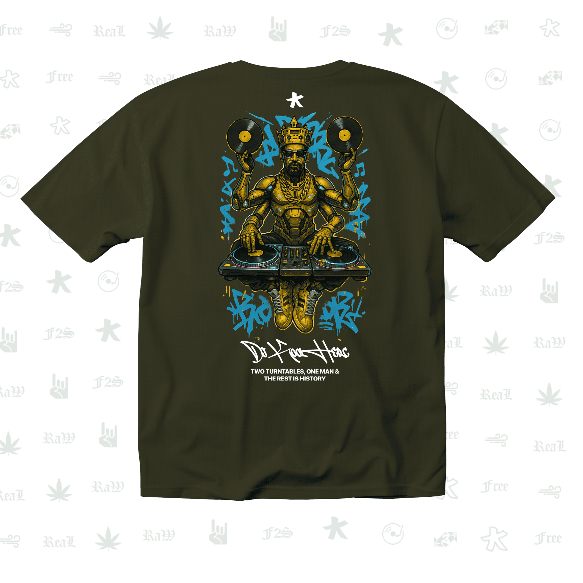 DJ Kool Herc Origins Unisex Olive Green Oversized T-Shirt.