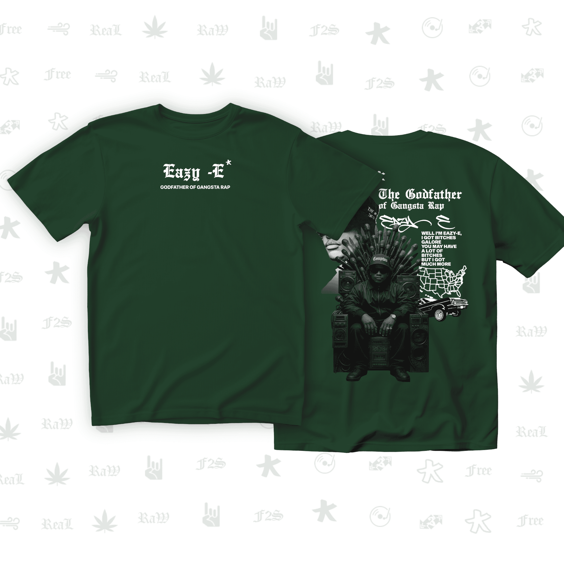 Eazy-E Godfather of Gangsta Rap Unisex Bottle Green Oversized T-Shirt.
