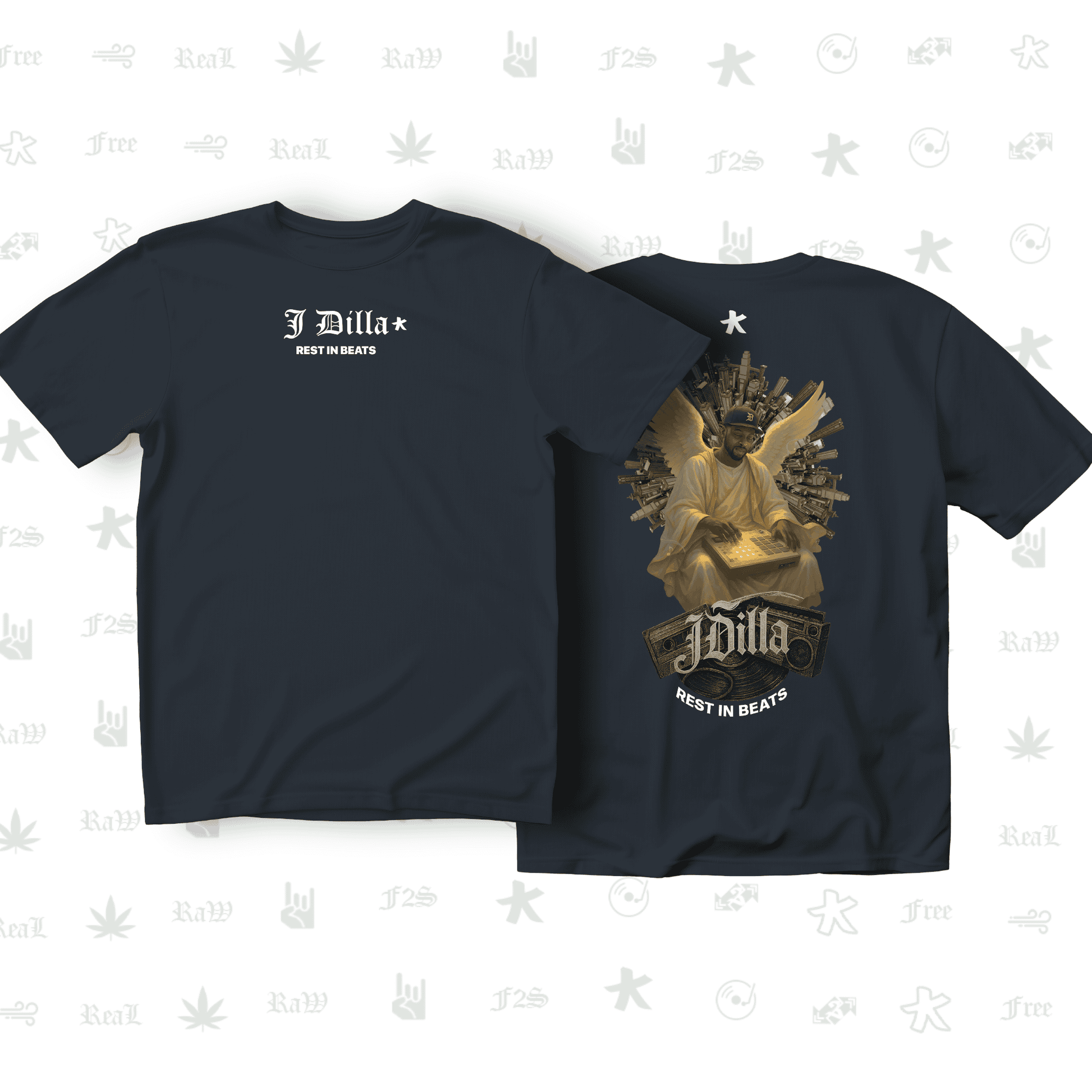 J Dilla Rest In Beats Unisex Navy Blue Oversized T-Shirt.