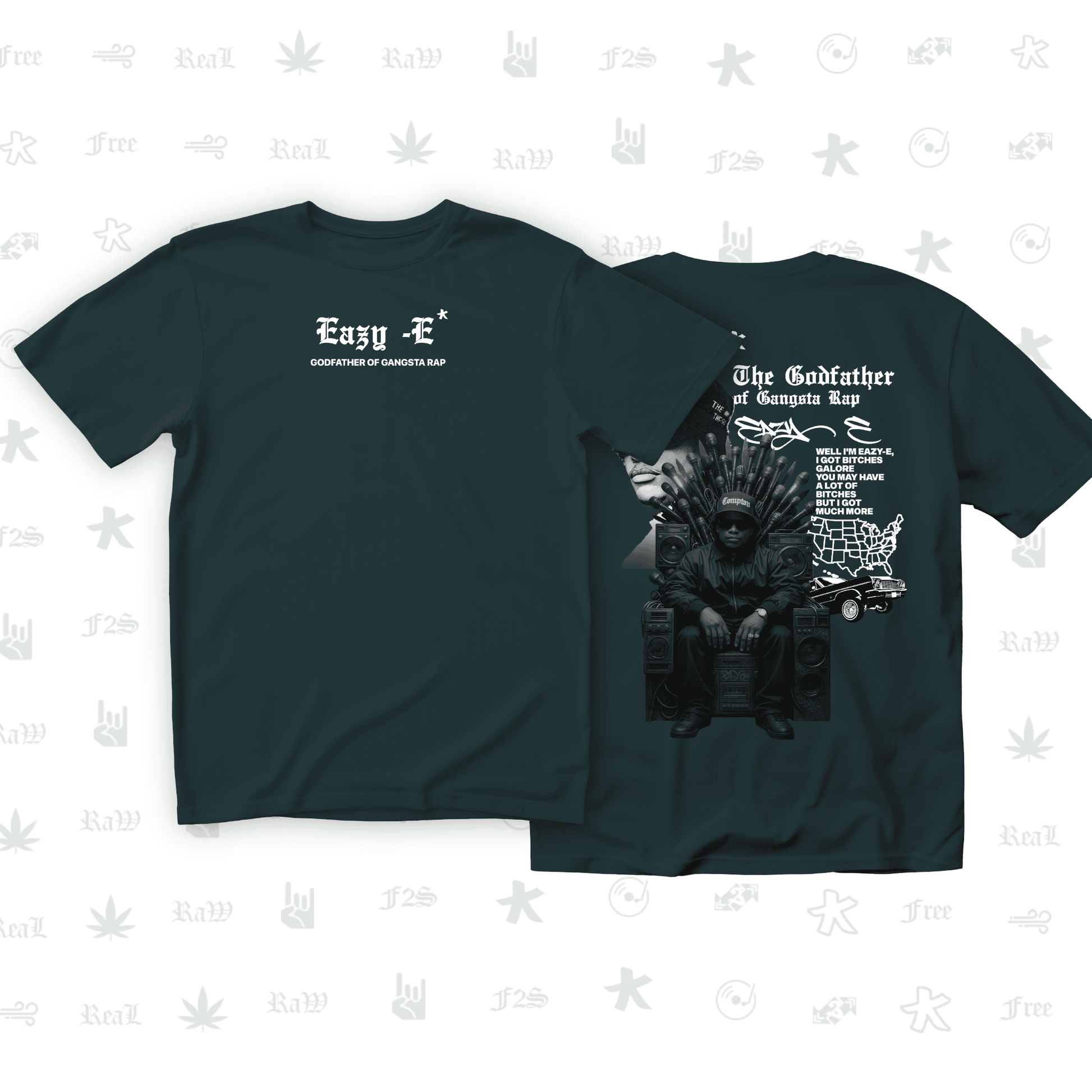 Eazy-E Godfather of Gangsta Rap Unisex Petrol Blue Oversized T-Shirt.