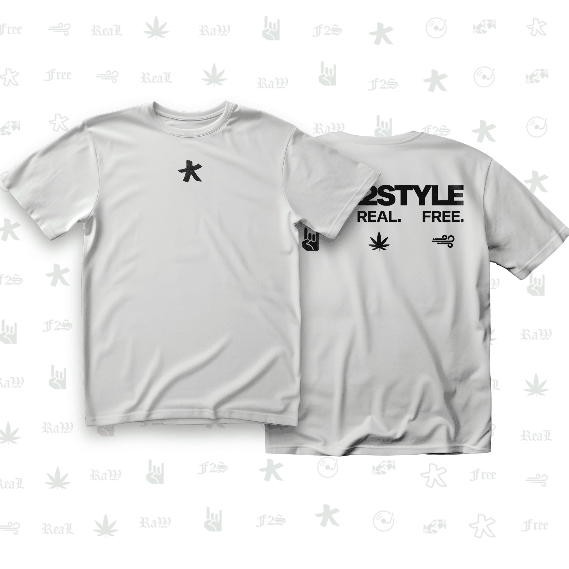 F2S Original Double Black Logo White Unisex Oversized T-Shirt.