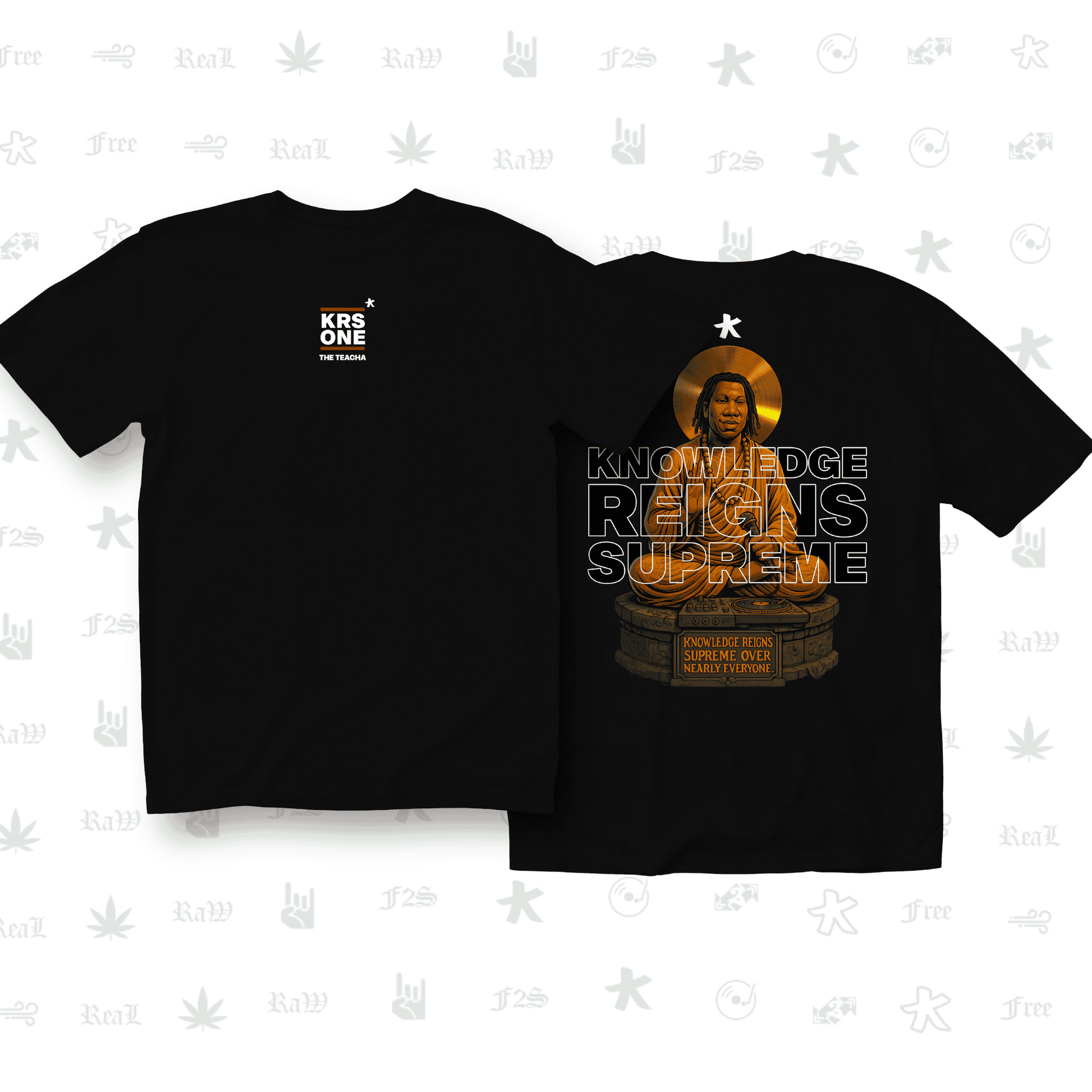KRS ONE The Teacha Unisex Black Oversized T-Shirt.
