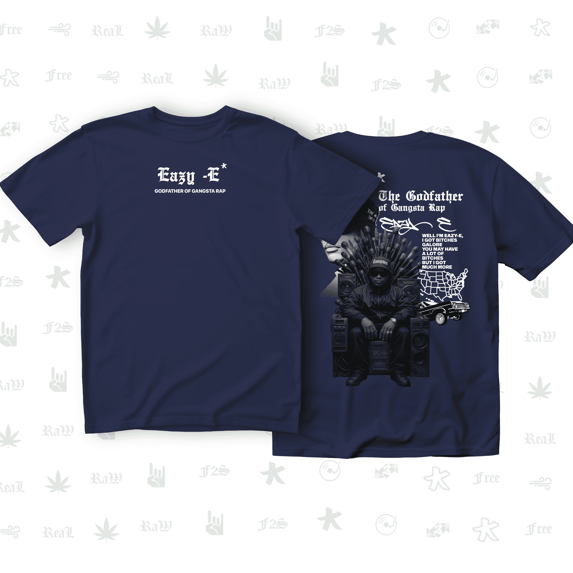 Eazy-E Godfather of Gangsta Rap Unisex Royal Blue Oversized T-Shirt.