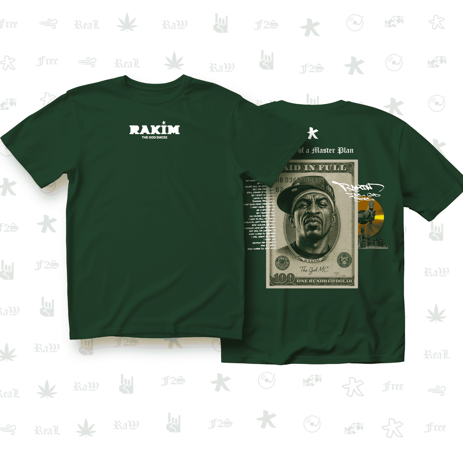 Rakim The God Emcee Unisex Bottle Green Oversized T-Shirt.