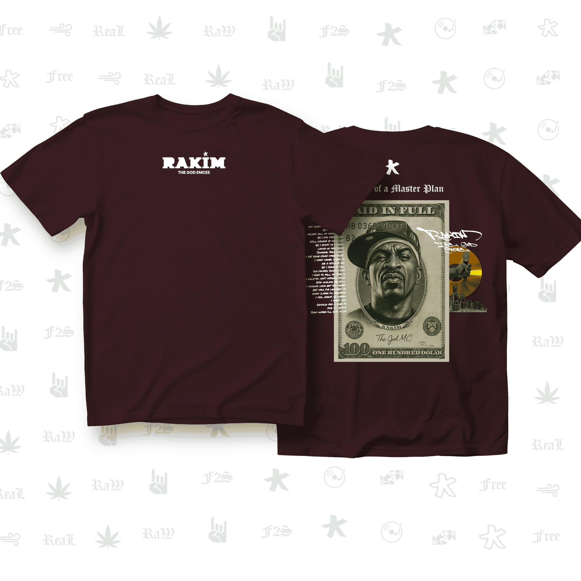 Rakim The God Emcee Unisex Maroon Oversized T-Shirt