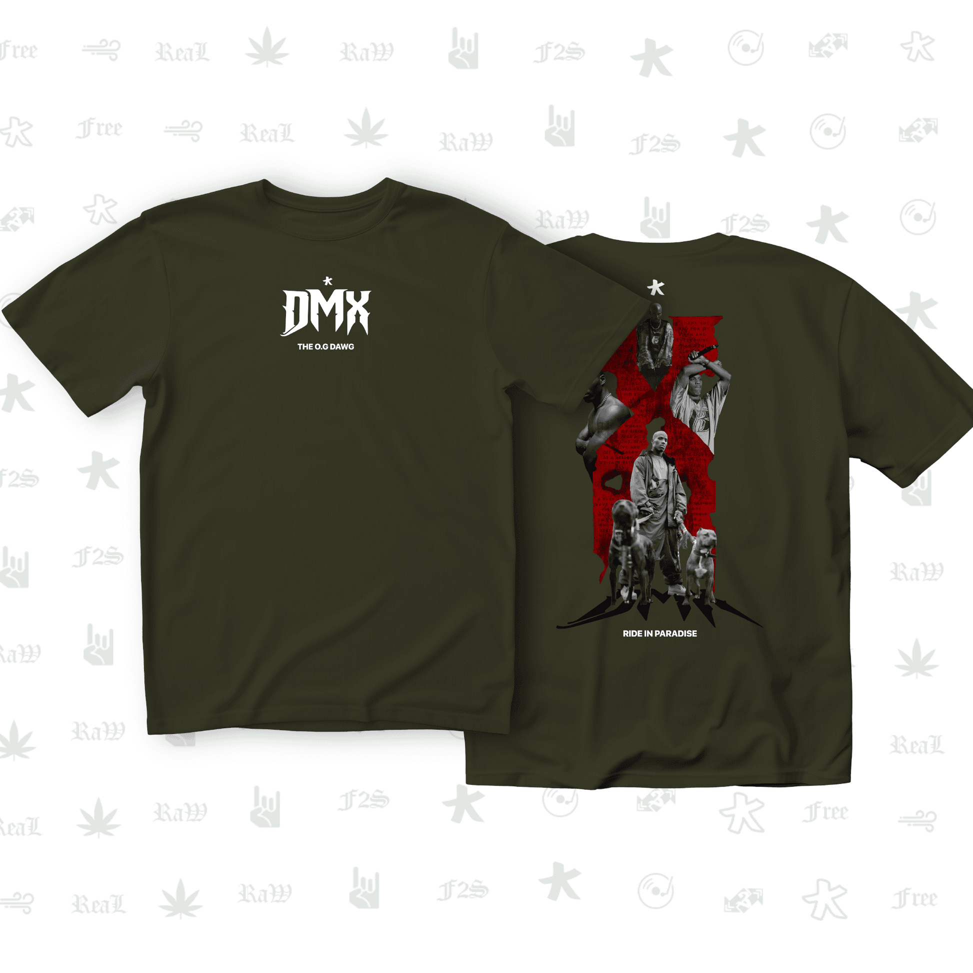 DMX The O.G. Dawg Unisex Olive Green Oversized T-Shirt.