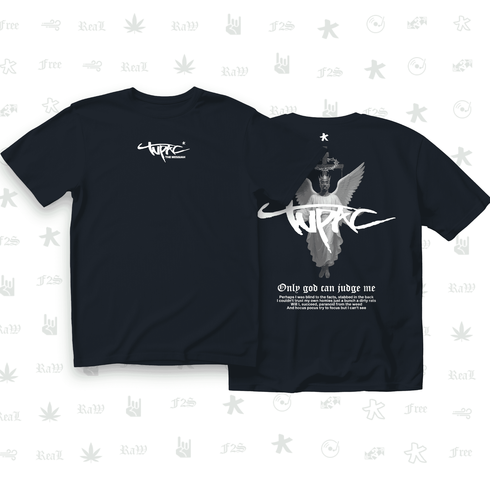 Tupac The Messiah Unisex Navy Blue Oversized Oversized T-Shirt.