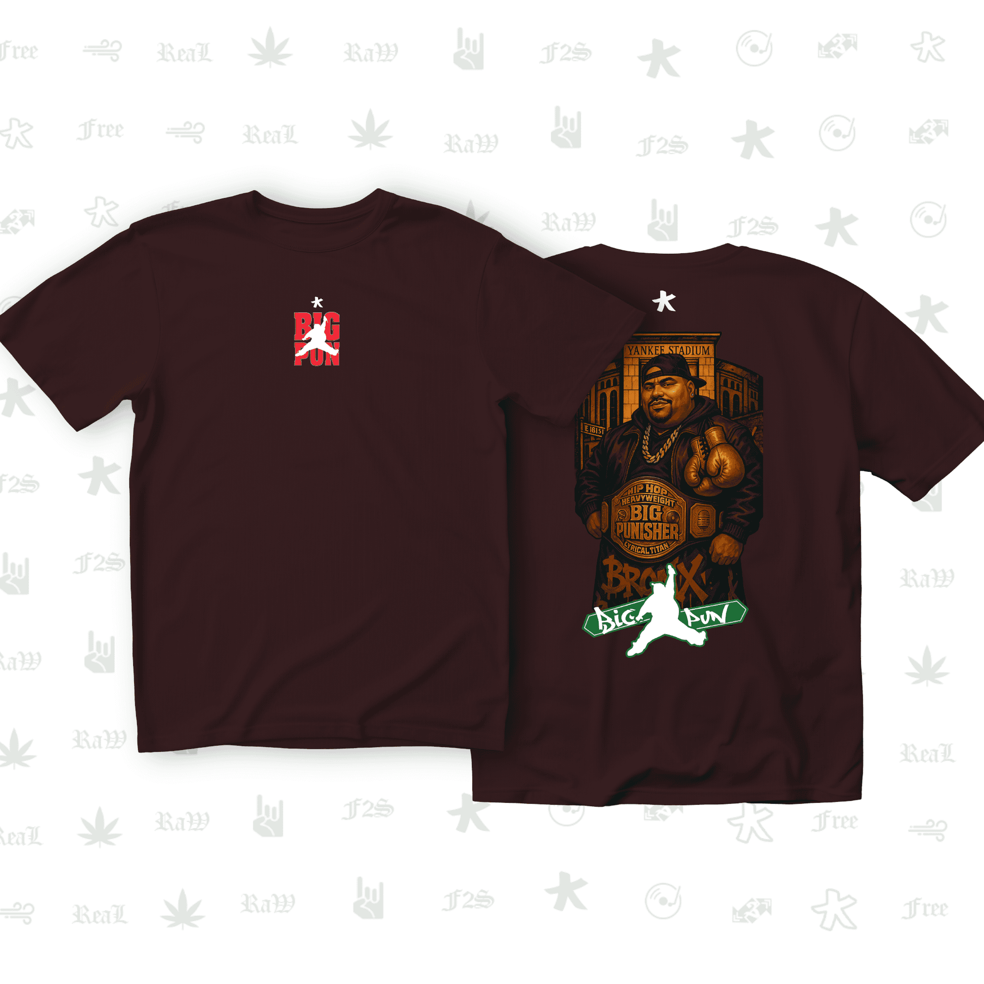 Big Pun Heavyweight Unisex Maroon Oversized T-Shirt.