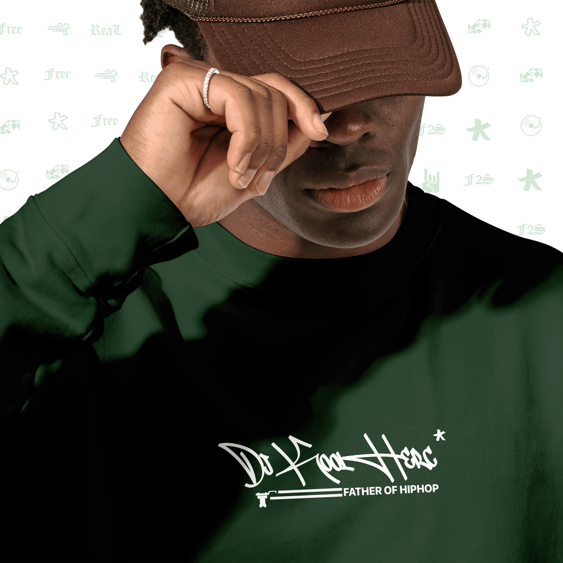 DJ Kool Herc Origins Bottle Green Unisex Oversized Sweatshirt