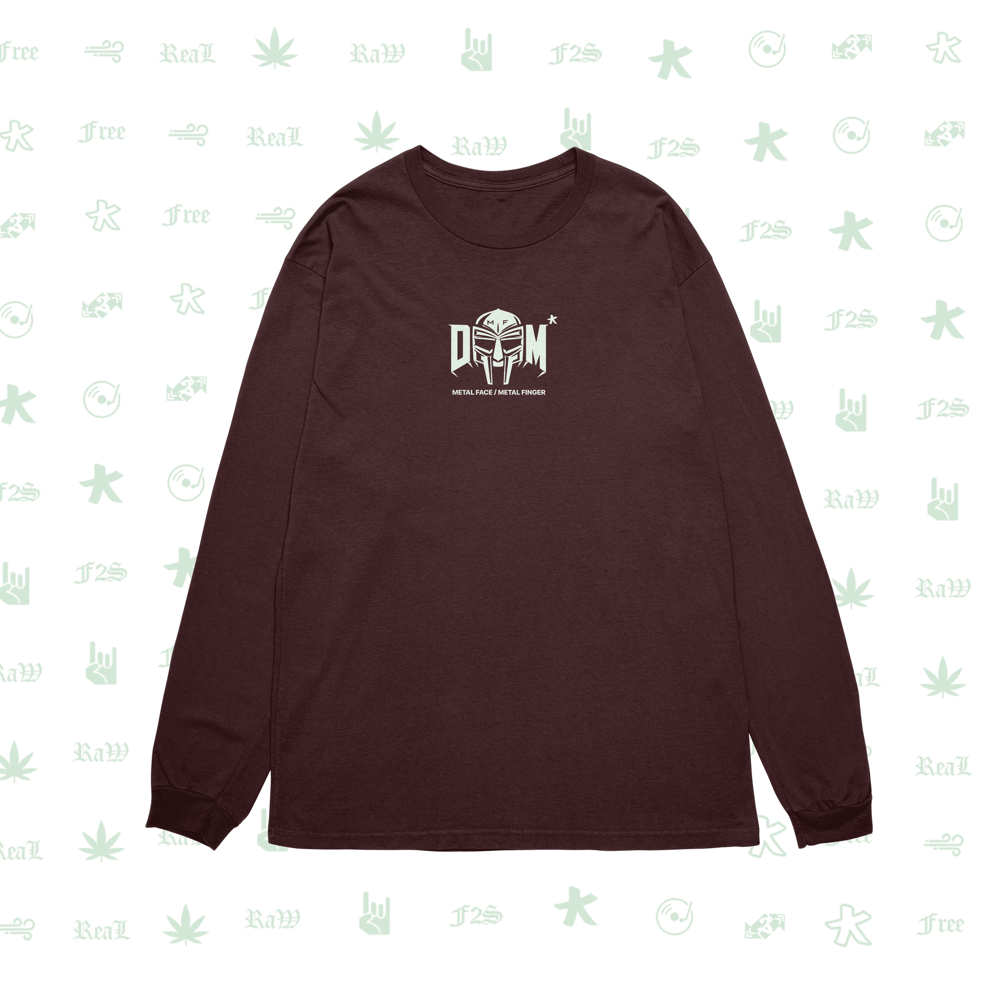 MF DOOM METAL FACE/FINGER Maroon Unisex Oversized Sweatshirt